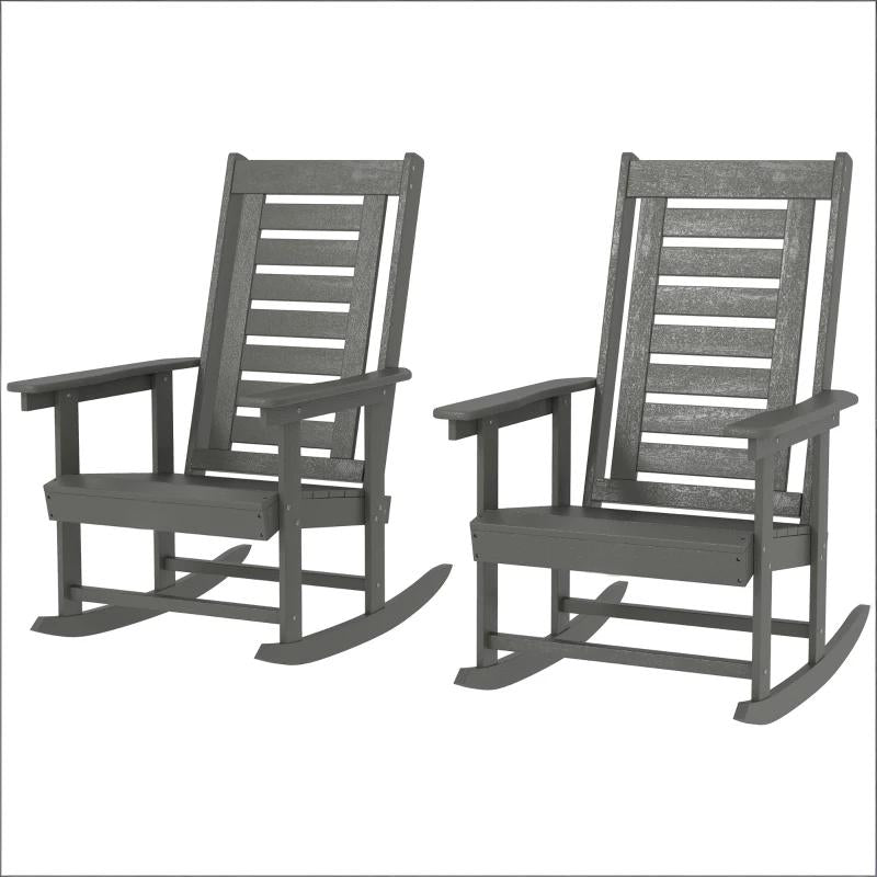 Wide Armrests Chairs,2 Pieces Outdoor Rocking Chairs
