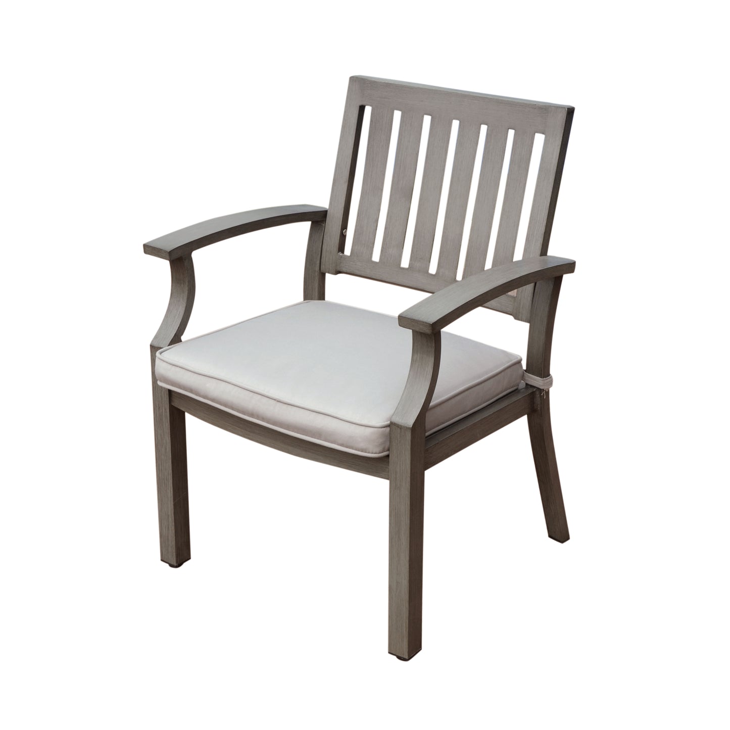 Outdoor Modern Aluminum Dining Chair with Cushion (Set of 2), Dark Gray and Silver