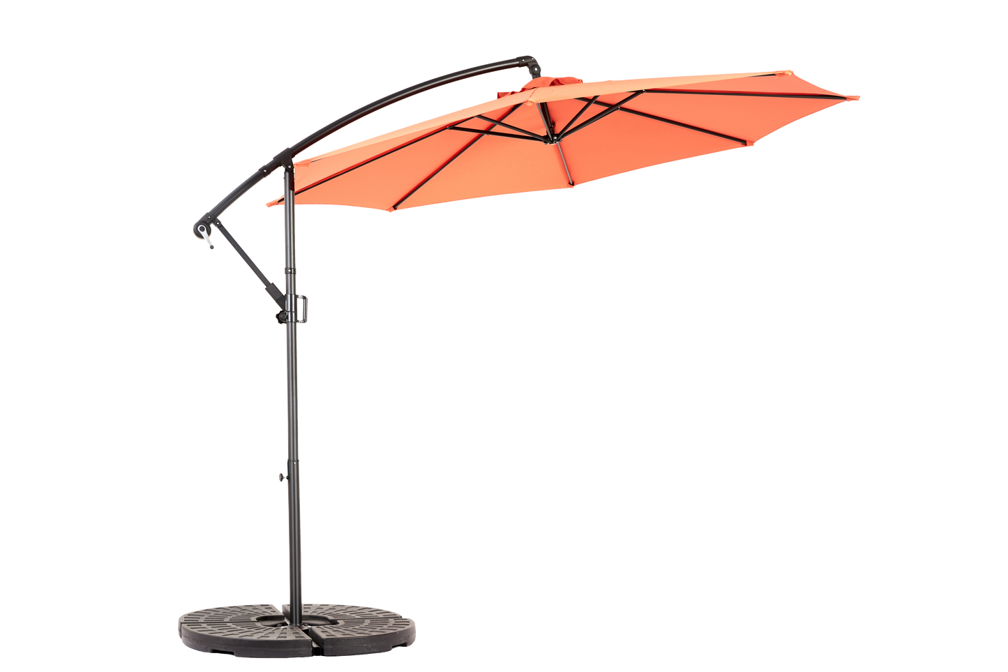 Best Choice Products 10ft Offset Hanging Market Patio Umbrella w/Easy Tilt Adjustment, Polyester Shade, 8 Ribs for Backyard, Poolside   - (orange )(No Base)