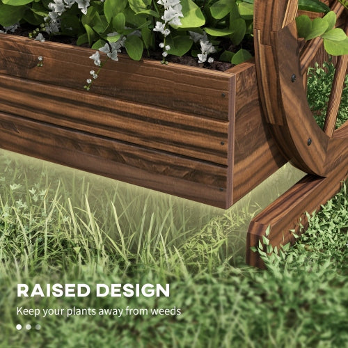 Outsunny 2-Tier Raised Garden Bed, Wooden Wagon Planter Boxes with Drainage Holes, for Vegetables Flowers Herbs