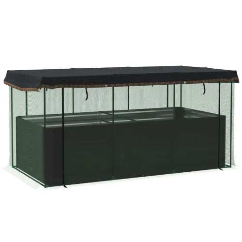 90.25 in. x 43.25 in. Galvanized Steel Raised Garden Bed with Crop Cage, Shade Cloth and Zippered Doors