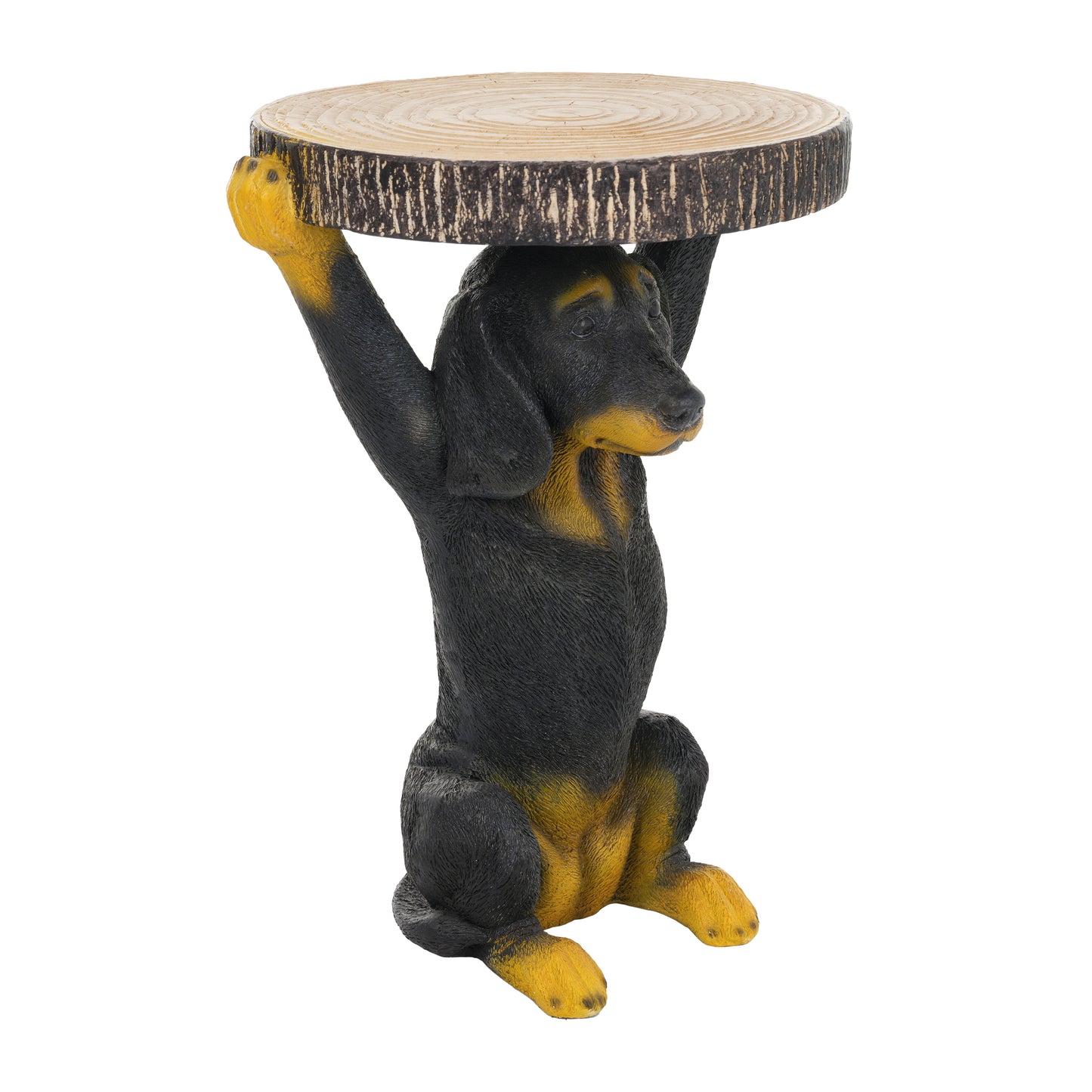 22.17"H Black Dog Side Table Pedestal End Table Stool, MGO Dog Statue Hand Painted Sculpture for Home, Office, Living Room & Outdoor Decor