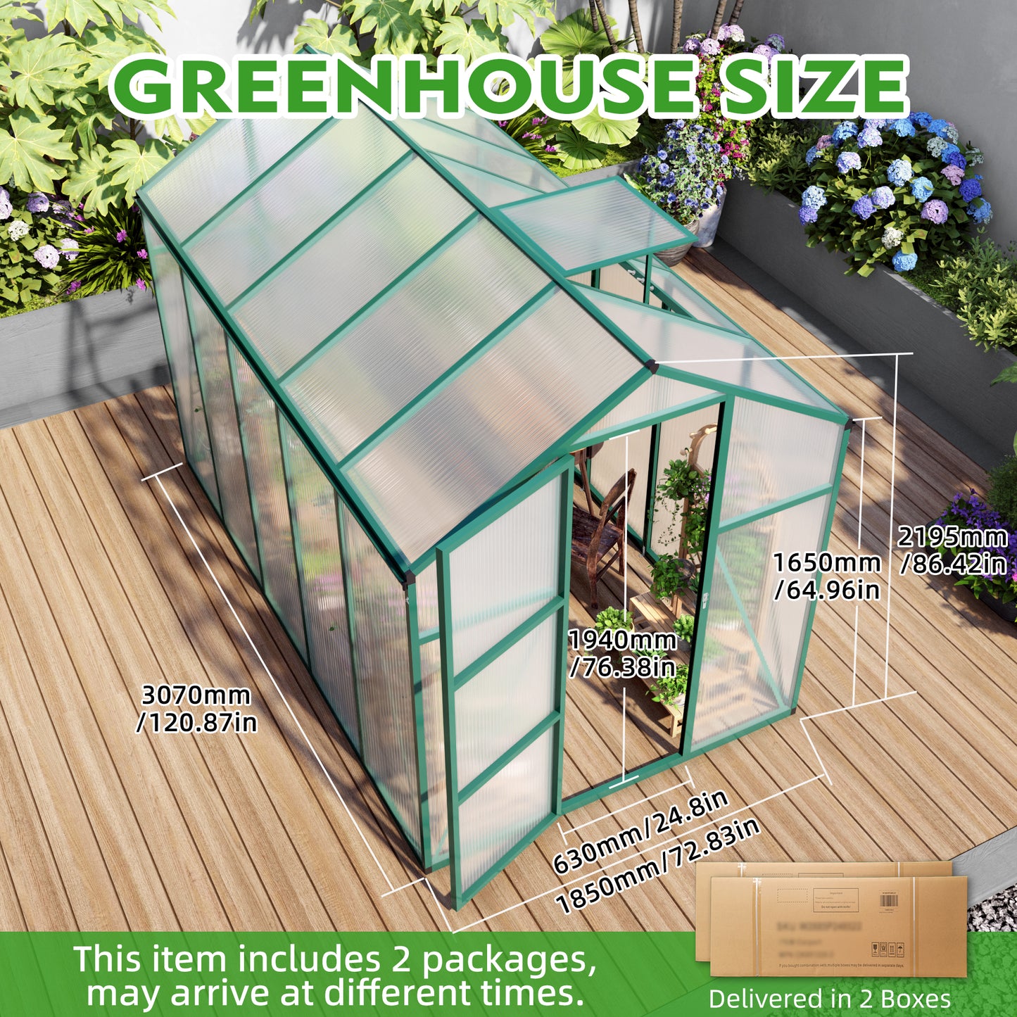 Newly marketed Gain height windproofaluminum greenhouse 6x10 FT Polycarbonate Greenhouse Raised Base and Anchor Aluminum Heavy Duty Walk-in Greenhouses for Outdoor Backyard in All Season