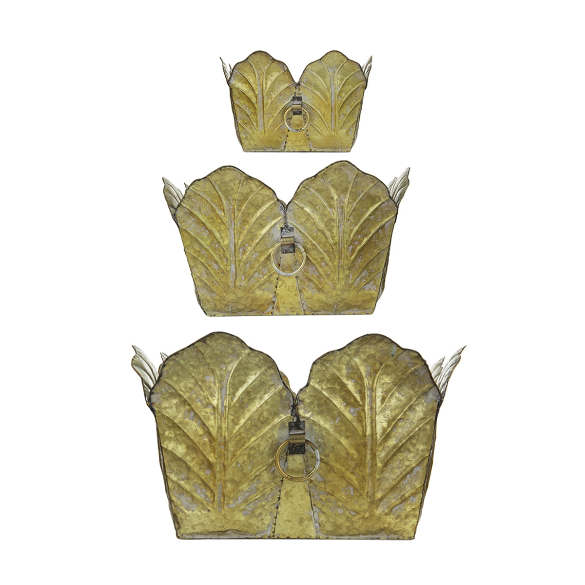Set of 3 Rustic Wall Metal Planter, L:21.7x8.7x8" M:21.3x8x7.7" S:18x7x7"