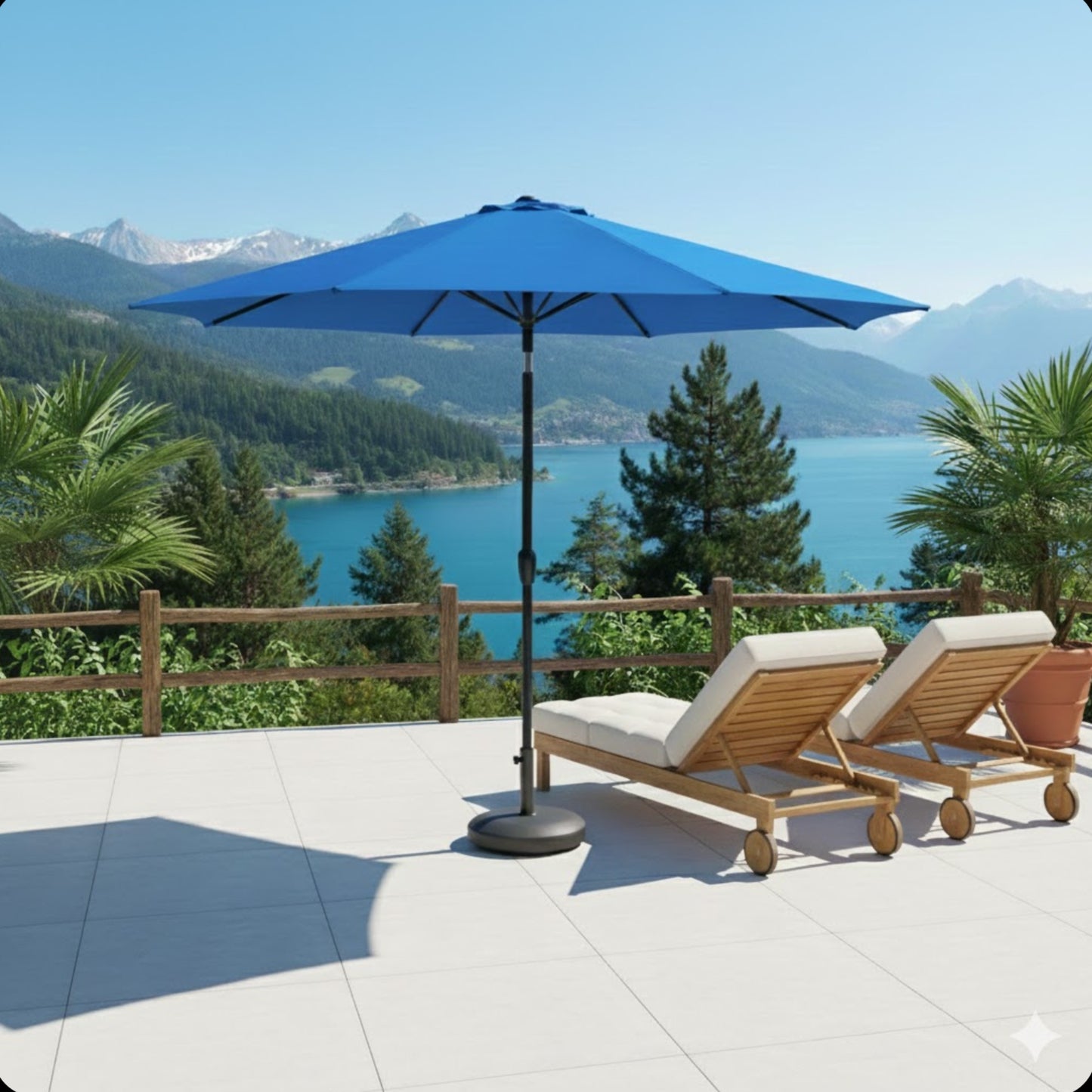 11 Feet Blue Market Patio Umbrella with Crank Lift , Tilt * Ribs, UV-Resistant Canopy for Pool, Backyard & Patio (Without base)