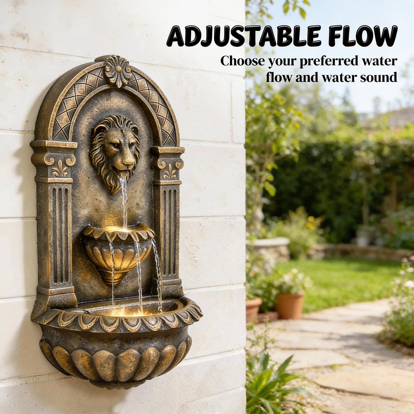 Outdoor Fountain,Wall-Mounted Fountain,Cascading Waterfall