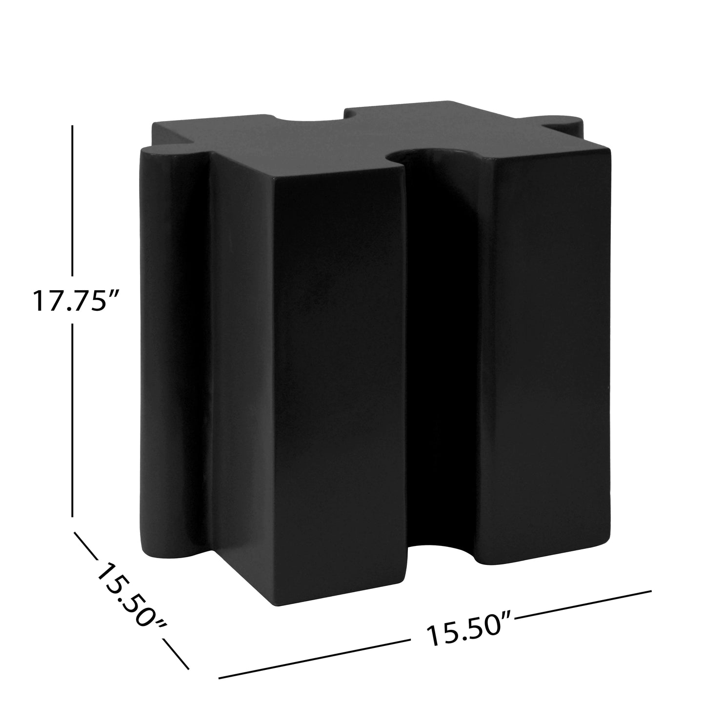 3-Piece Artistic Puzzle Table Set,Modular MGO Side Tables with Interlocking Design (2 Convex & 1 Concave), 200lb Capacity for Indoor & Outdoor,Black Color