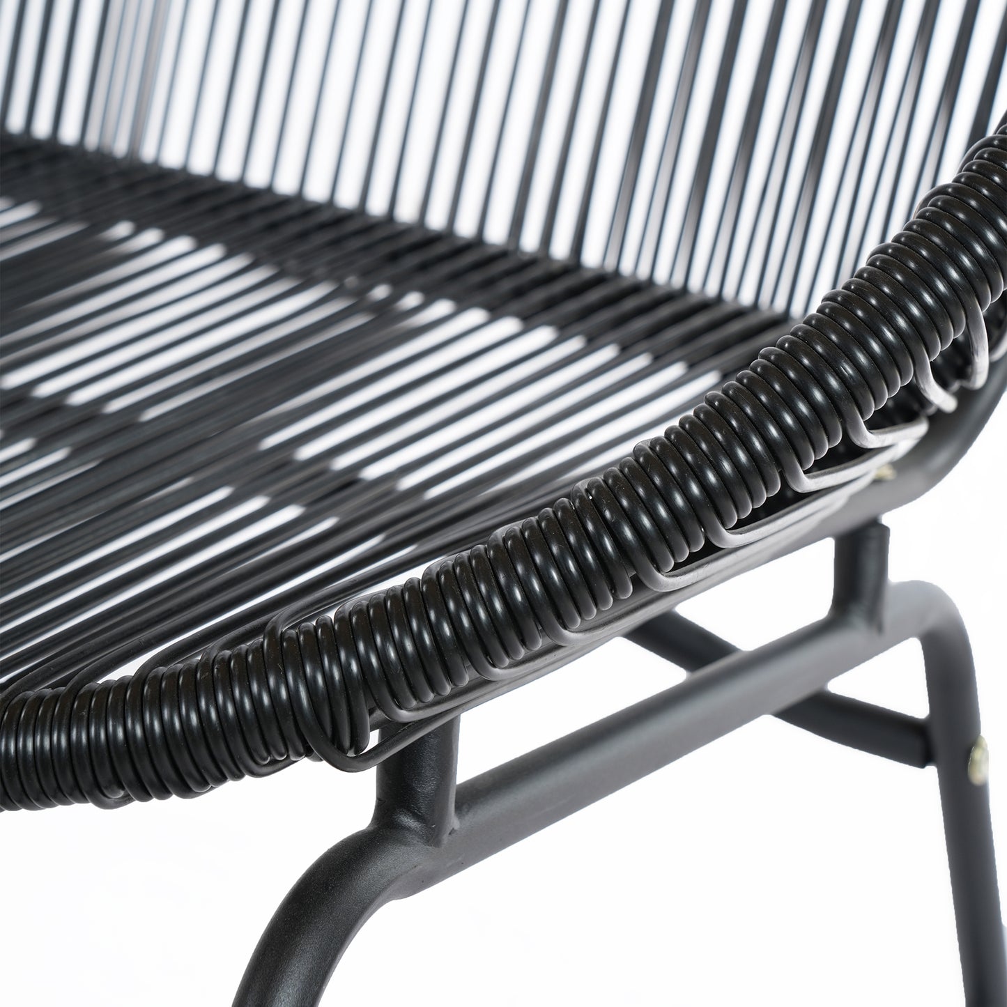 CONDESSA OUTDOOR PATIO WICKER LOVE SEAT, BLACK PE RATTAN & IRON FRAME, SET OF 1