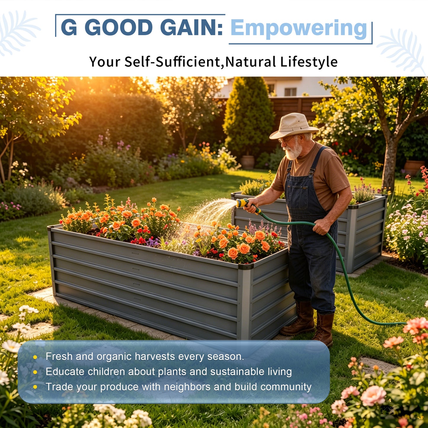 6x3x2ft 2pcs Large Raised Garden Bed Kit, Grey Rectangular Galvanized Metal Outdoor Garden Bed, Planter Raised Garden Boxes Outdoor Garden Beds for Growing Plants, Vegetables and Flowers.