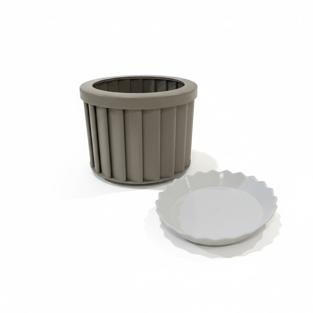 Round Strata Planter MD - Grey Brown