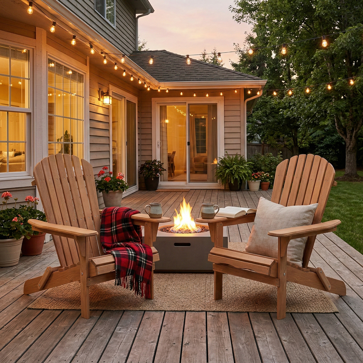 Wooden Outdoor Folding Adirondack Chair Set of 2 Wood Lounge Patio Chair for Garden,Garden, Lawn, Backyard, Deck, Pool Side, Fire Pit,Half Assembled,