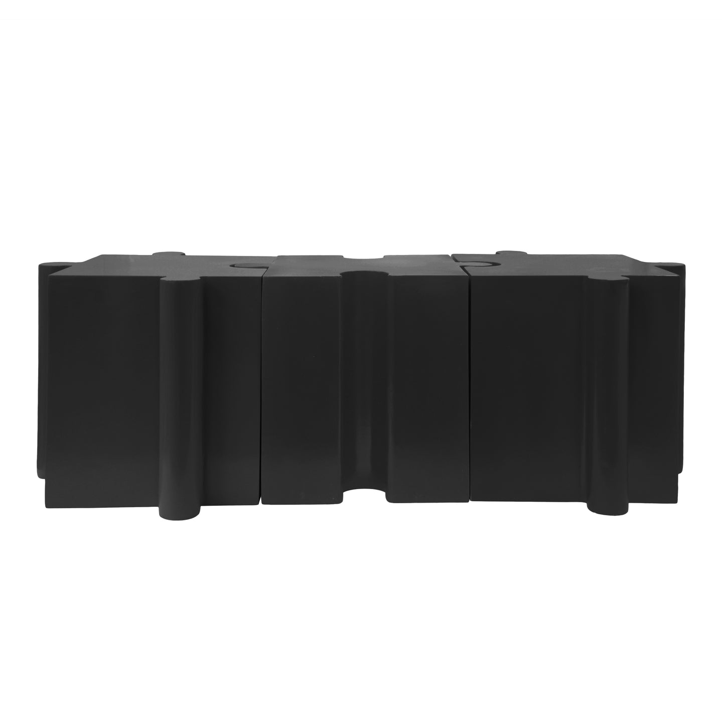 3-Piece Artistic Puzzle Table Set,Modular MGO Side Tables with Interlocking Design (2 Convex & 1 Concave), 200lb Capacity for Indoor & Outdoor,Black Color