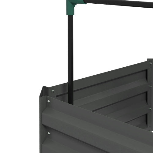 73 .5 in. x 24 in. Outdoor Planter Box with Trellis Galvanized Raised Garden Bed Open Bottom for Climbing Plants, Gray