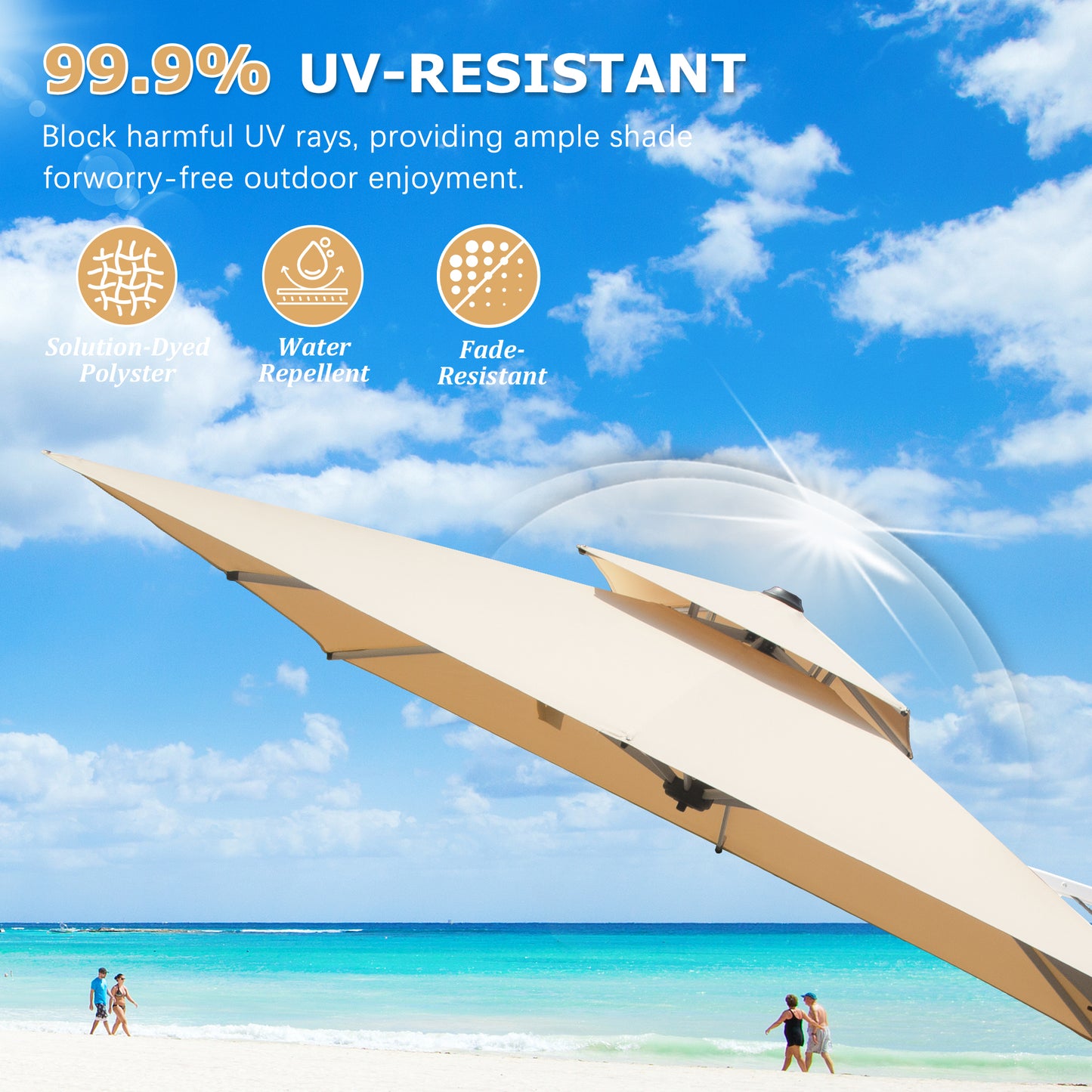 9 ft. Aluminum Cantilever Tilt Patio Umbrella with Center Pole, Beige (Base Not Included)