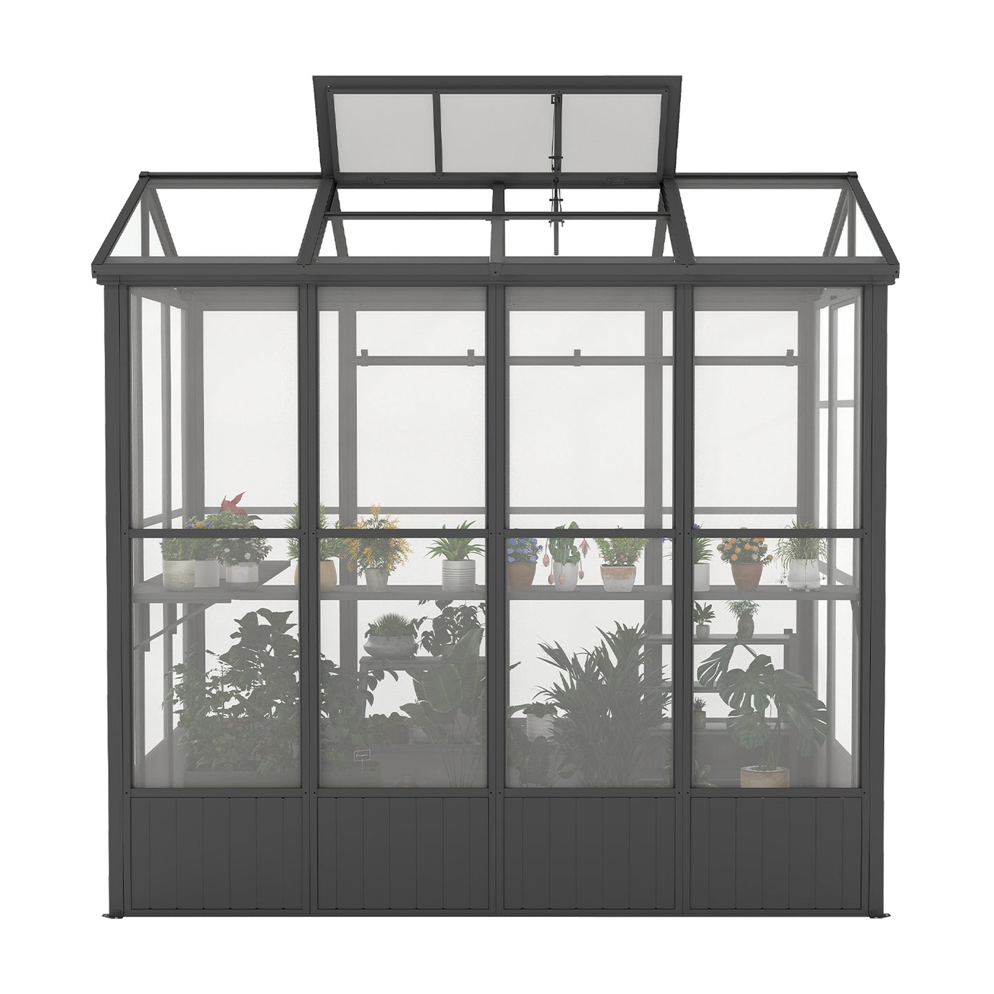 6.5x8FT Greenhouse, Polycarbonate Green House with Fully Auto Temperature Control Vent, Outdoor Full Aluminum Heavy Duty Greenhouse with Extra 7.8FT Walk-in Height for Garden Backyard, Dark Grey