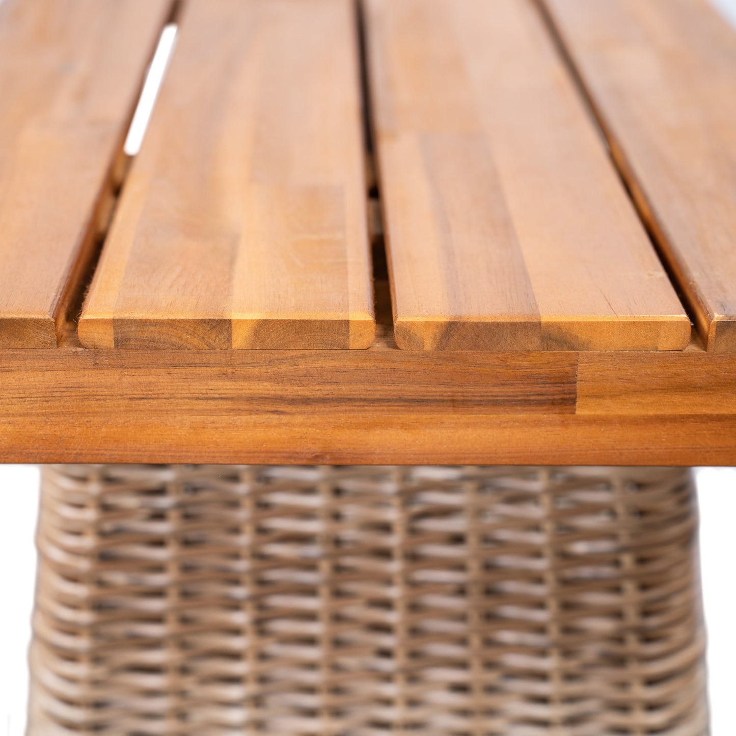 Outdoor 1pcs Acacia Wood Bench,Teak Finish+ Brown Wicker
