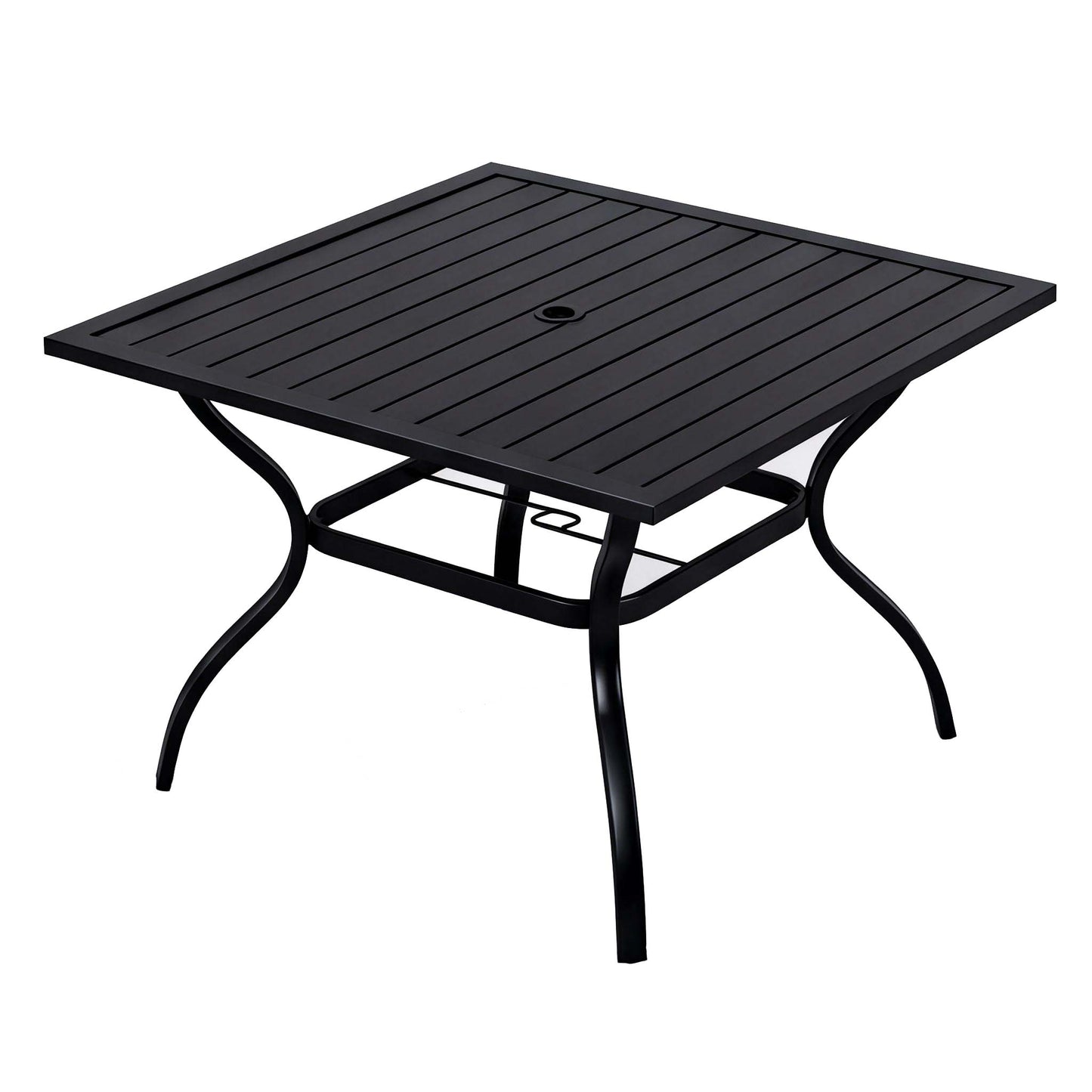 Metal Steel Slat Patio Dining Table Square Backyard Bistro Table Outdoor Furniture Garden Table