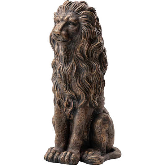 20.5" Lion Statue, Resin Outdoor Guardian Sculpture, Simulated Animal Decor for Villa, Garden, Park & Resort, Patriotic Independence Day Decoration for Home & Courtyard
