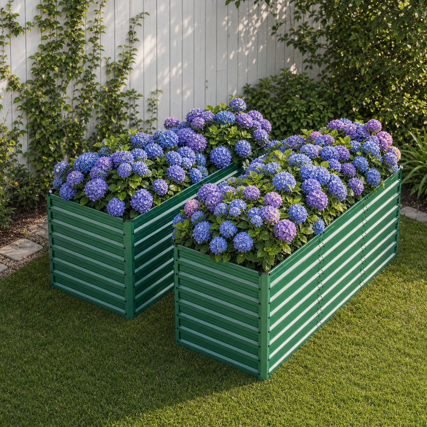 2-Pack 93.7"x31.5"x32.3" Raised Garden Bed, 32" Ergonomic No-Bend Metal Planter Box, Open Base for Drainage & Aeration, 8 Reinforcing Rods, Rustproof Steel – Easy Hand-Tightening Assembly