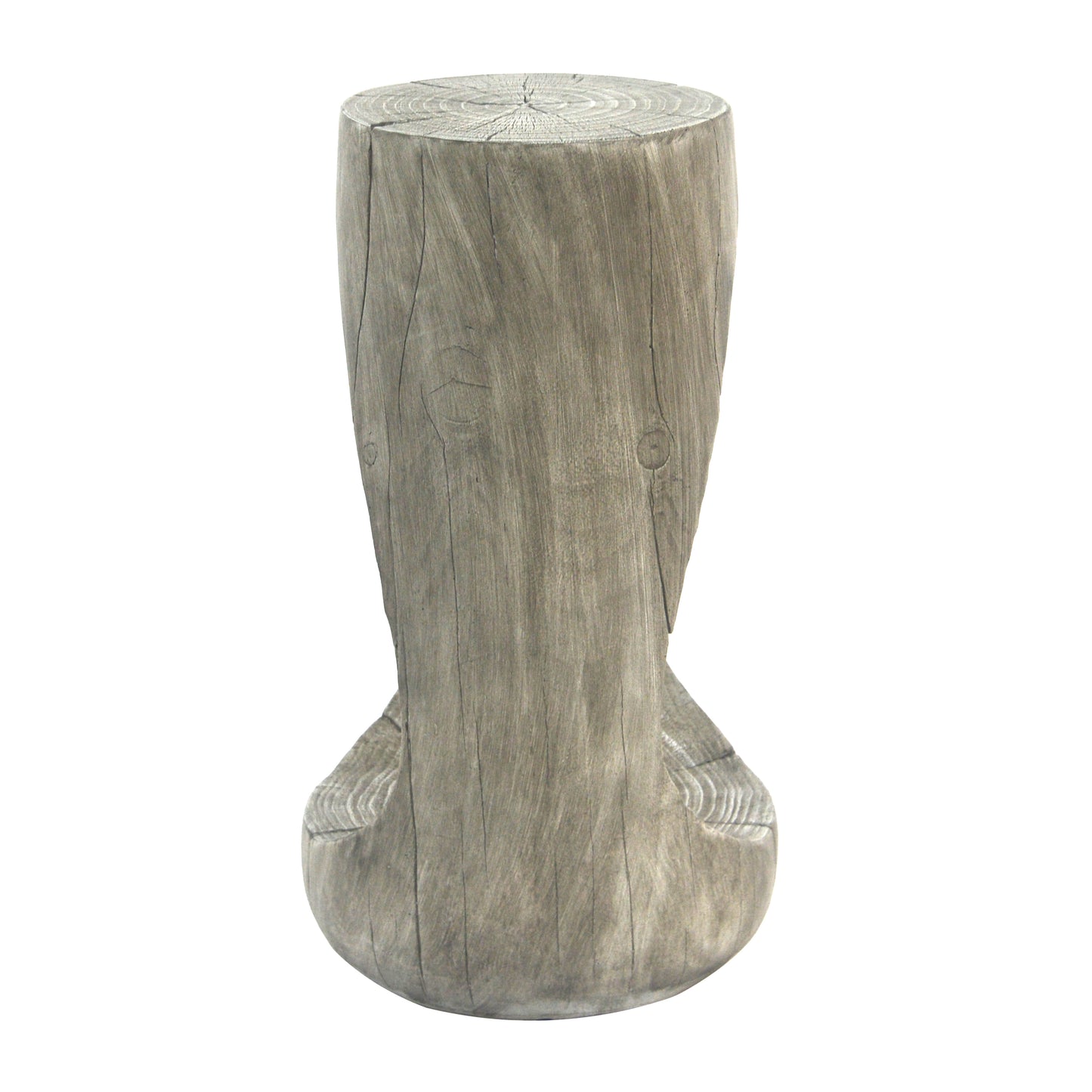 Outdoor Side Table,Hollow Design End Table,Patio Garden Stool Table,Decorative Accent Table for Patio Balcony Beach Pool Side,Lightweight Concrete,Wood Like Texture,Grey Color