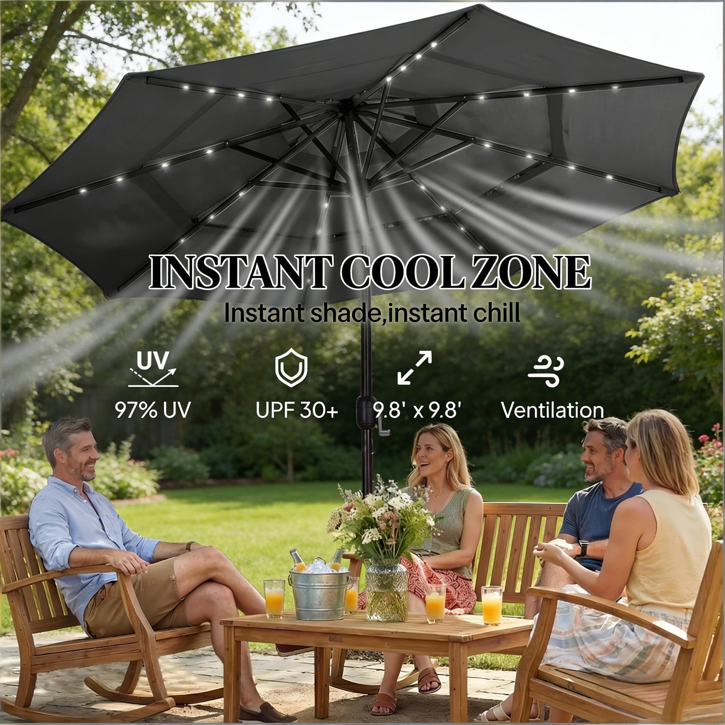 3 Tier Outdoor Table Umbrella,Outdoor Patio Umbrella (Only Umbrella)