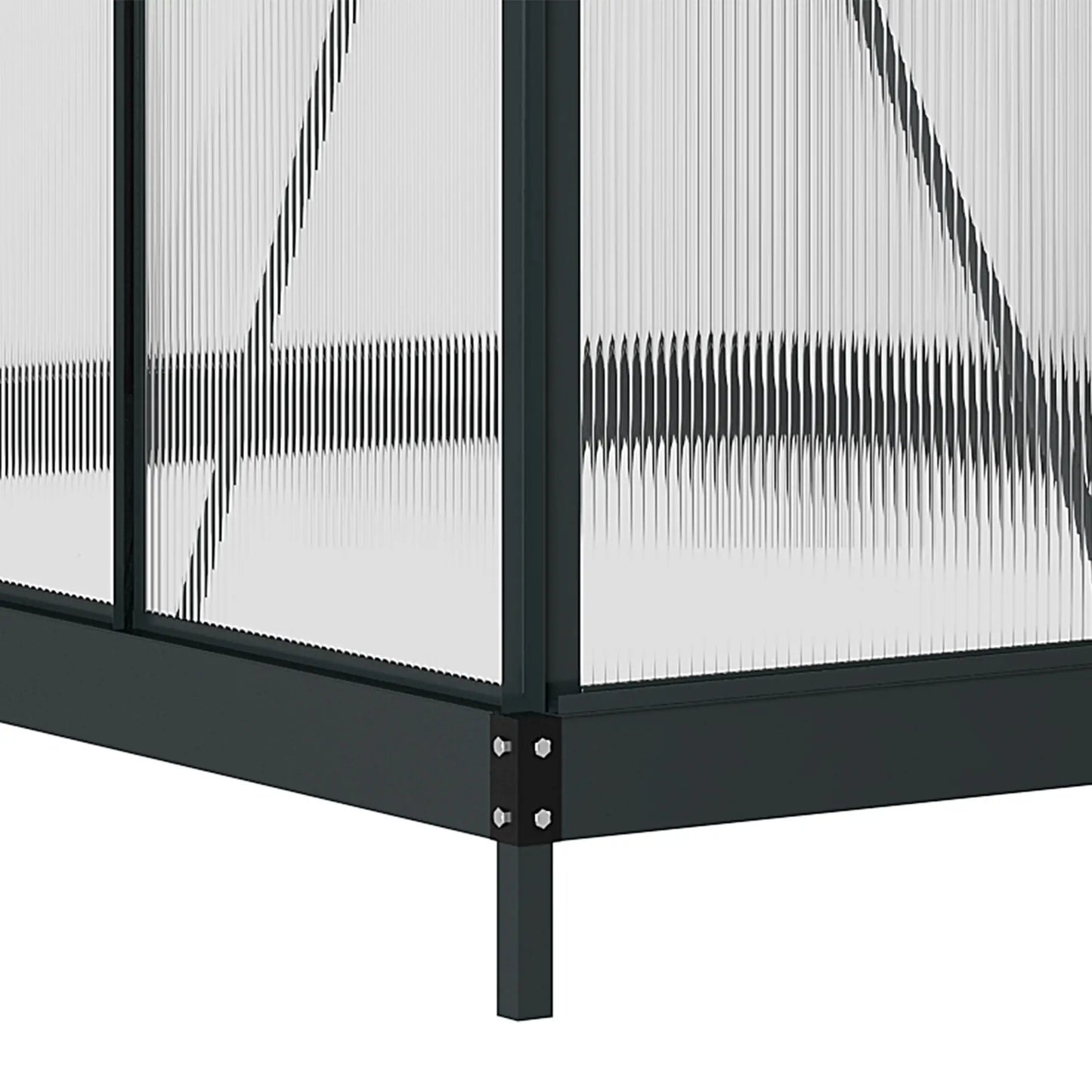 6.2'x8.3'x6.6' Gray Outdoor Aluminum Walk-in Polycarbonate Greenhouse