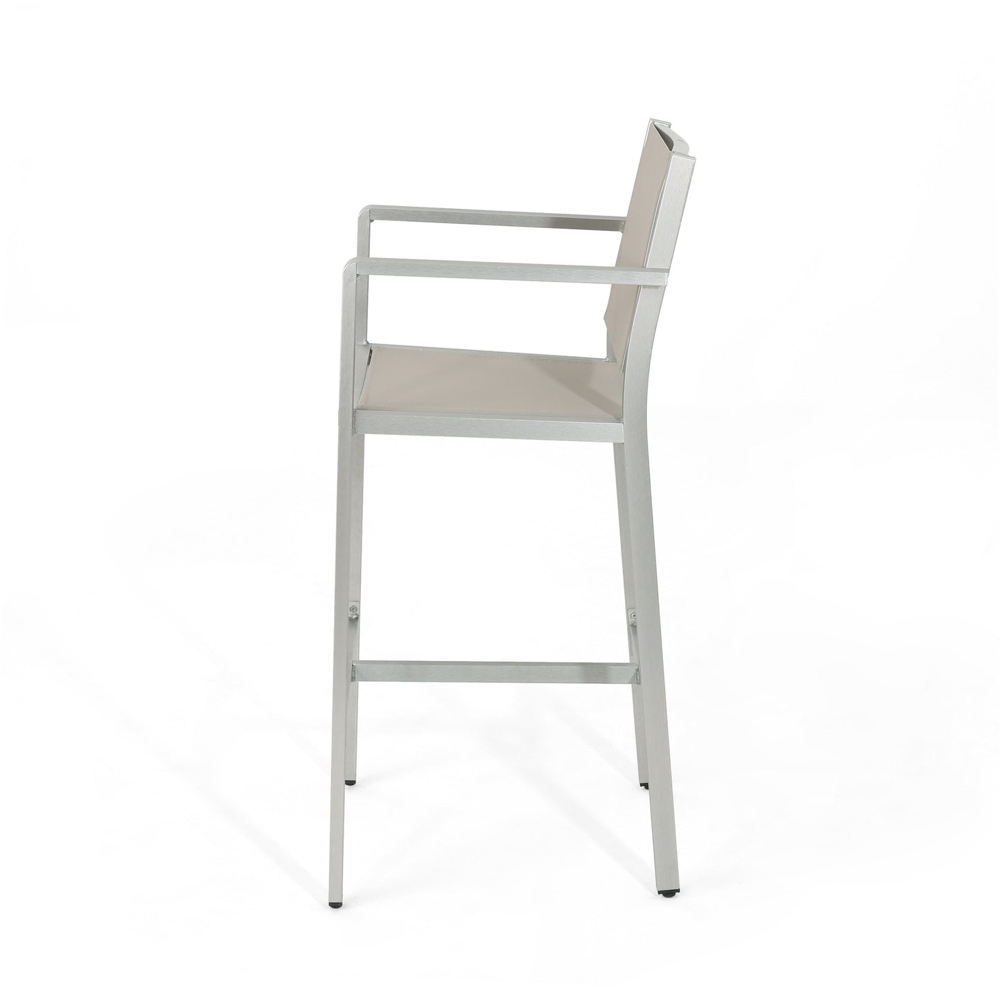29.50" Barstools with Silver Rust-Proof Aluminum Frame, Grey Mesh, Set of 2