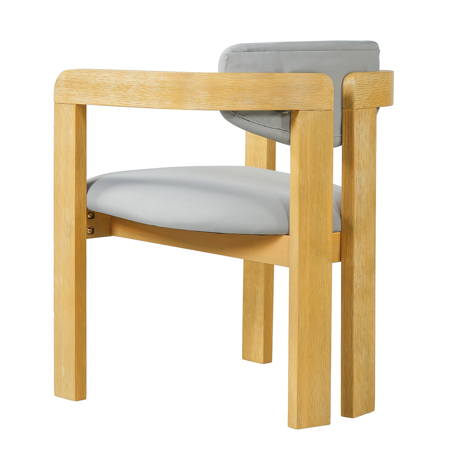 Set of 2 Outdoor Acacia Wood Dining Chairs with Cushions, Modern Solid Wood Armchairs with Weather-Resistant Upholstery for Patio, Garden, Balcony & Backyard,Grey Cushion