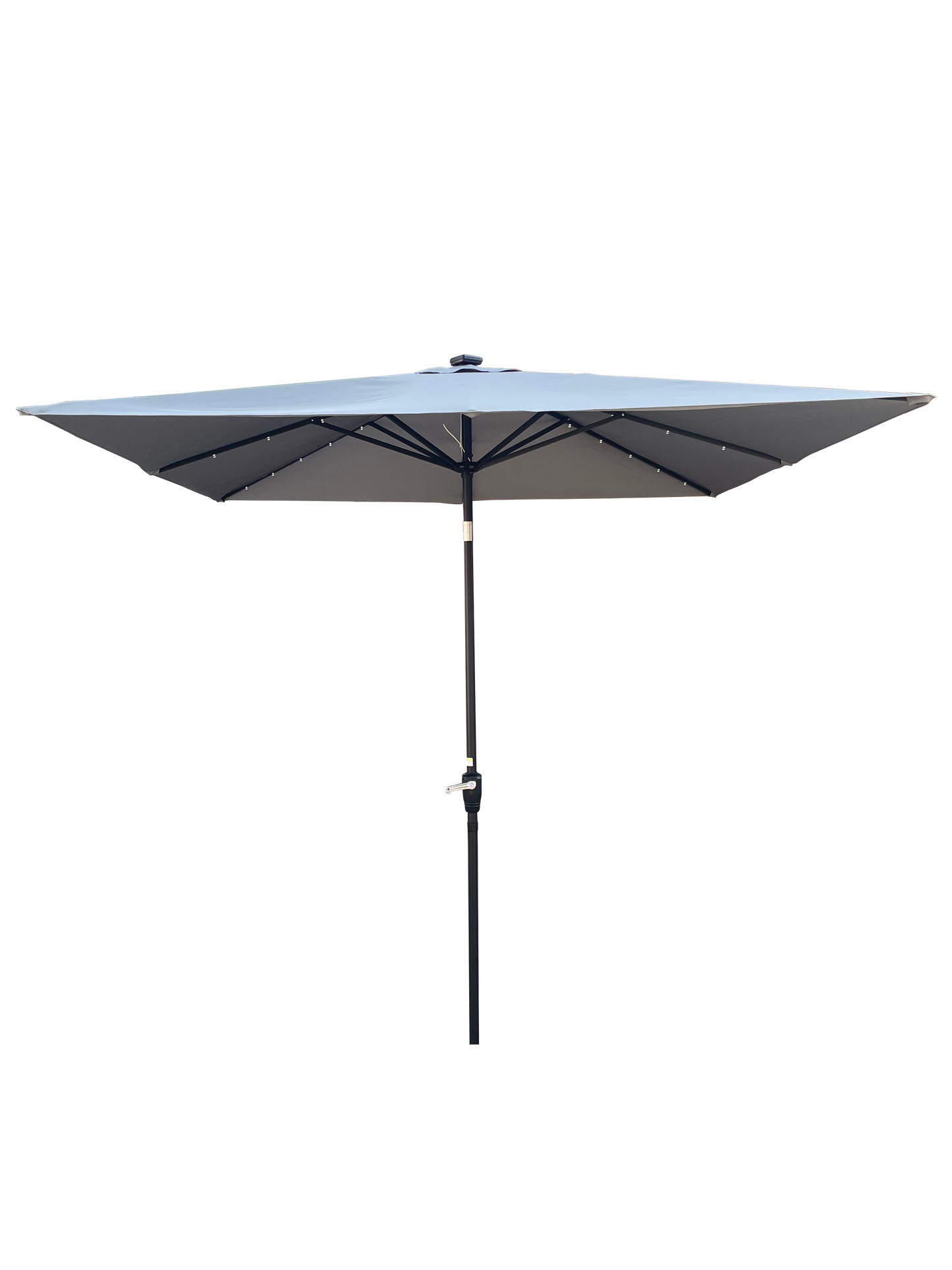 Square 2.5X2.5M Outdoor Patio Umbrella Solar Powered LED Lighted Sun Shade Market Waterproof 8 Ribs Umbrella with Crank and Cross Base for Garden Deck Backyard Pool Shade Outside Deck Swimming Pool