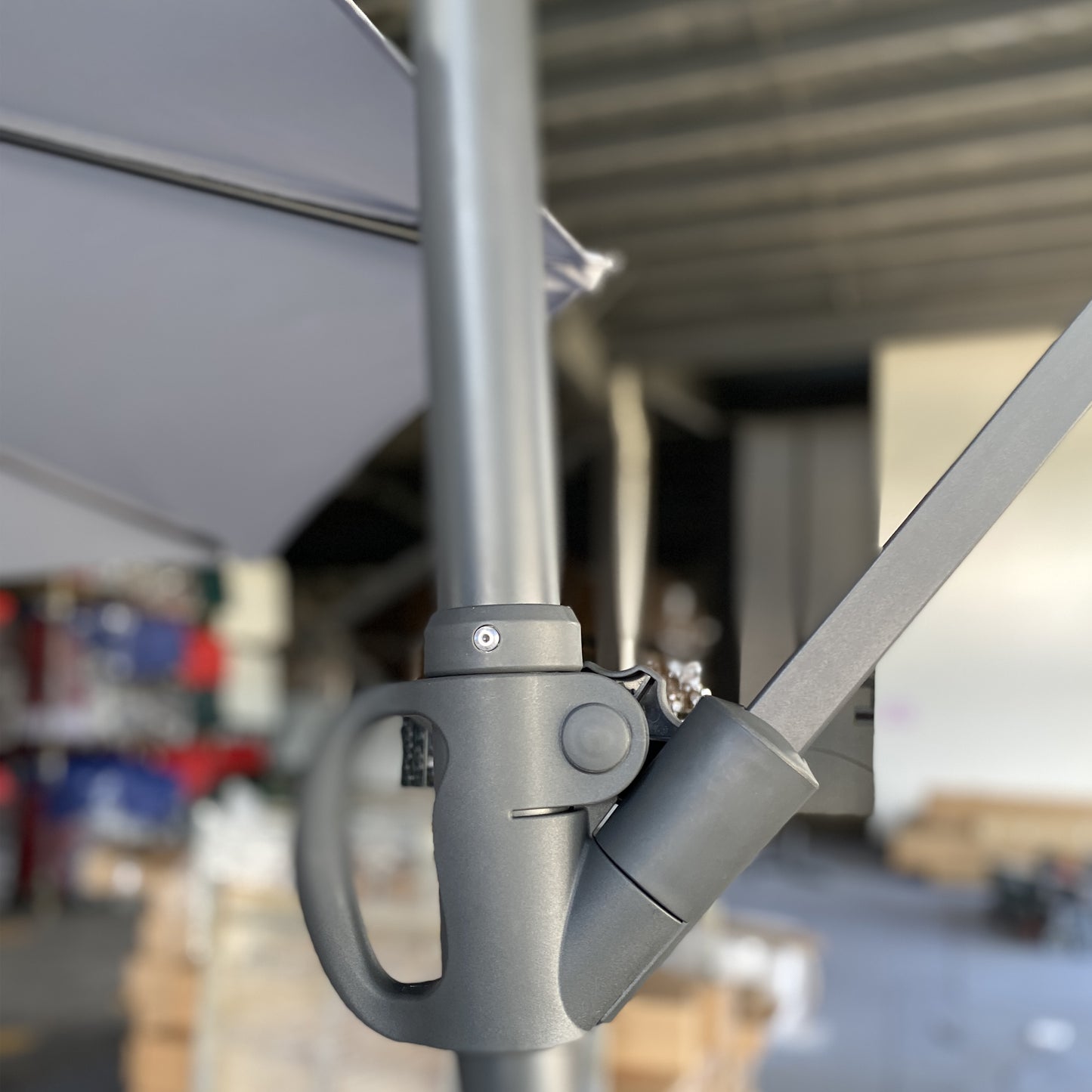 without Plastic base -10ft Offset Patio Umbrella - Offset Hanging Cantilever Patio Outdoor Market Umbrella Protection with Easy Tilt Adjustment and Crank for Pool Deck and Garden (Gray)