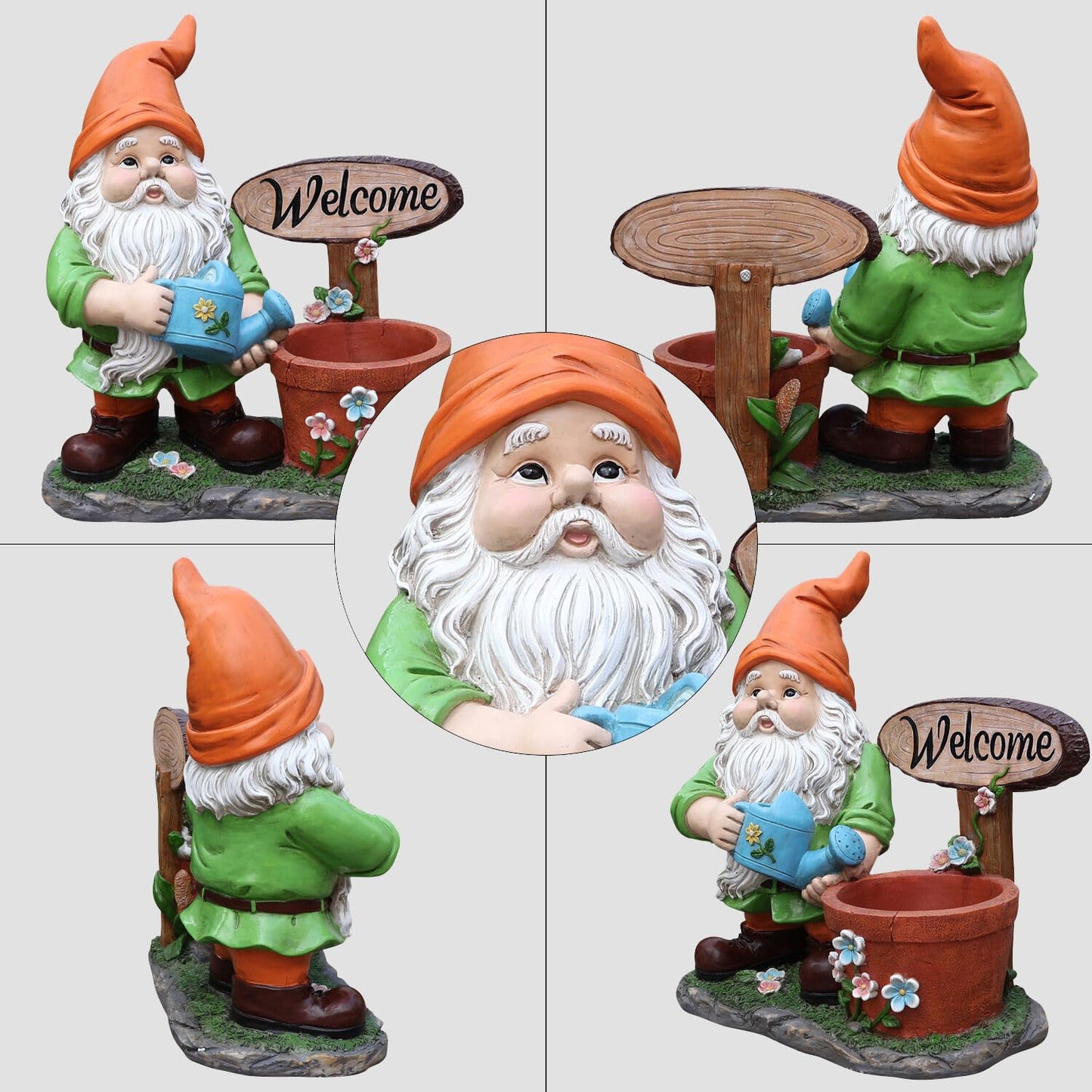 Outdoor Garden Sculpture Gnome Flower Pot Planter - Unique Yard Statue Decoration, Interesting Law Outdoor Ornament
