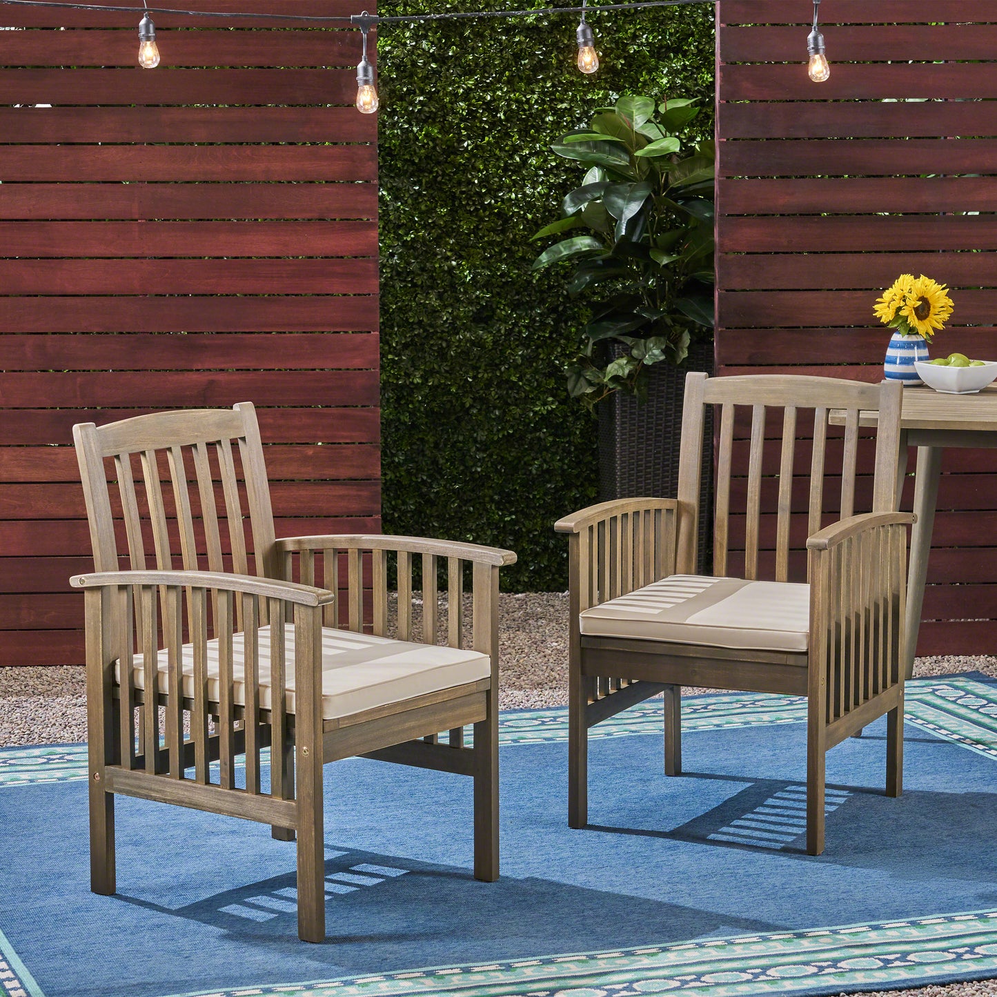 CASA ACACIA DINING CHAIR,2PCS with 2 Cushions