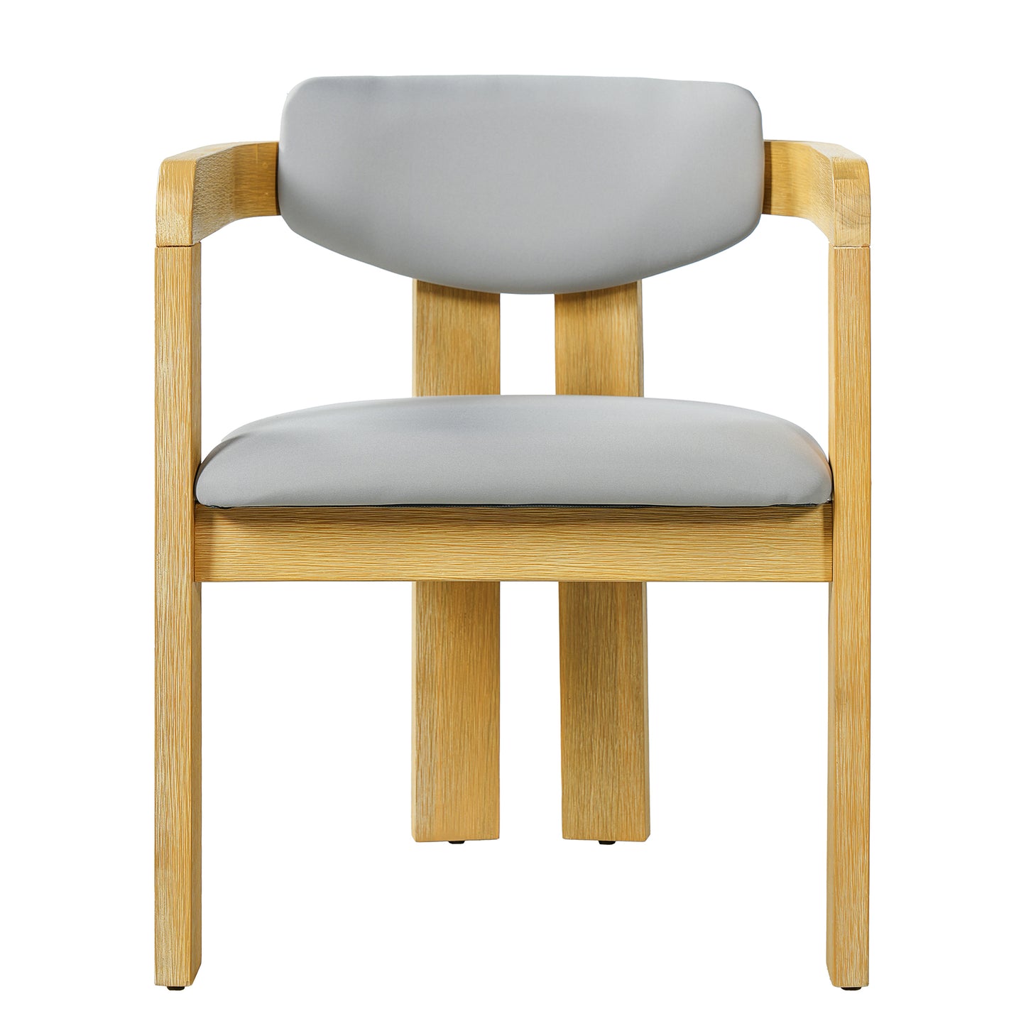 Set of 2 Outdoor Acacia Wood Dining Chairs with Cushions, Modern Solid Wood Armchairs with Weather-Resistant Upholstery for Patio, Garden, Balcony & Backyard,Grey Cushion