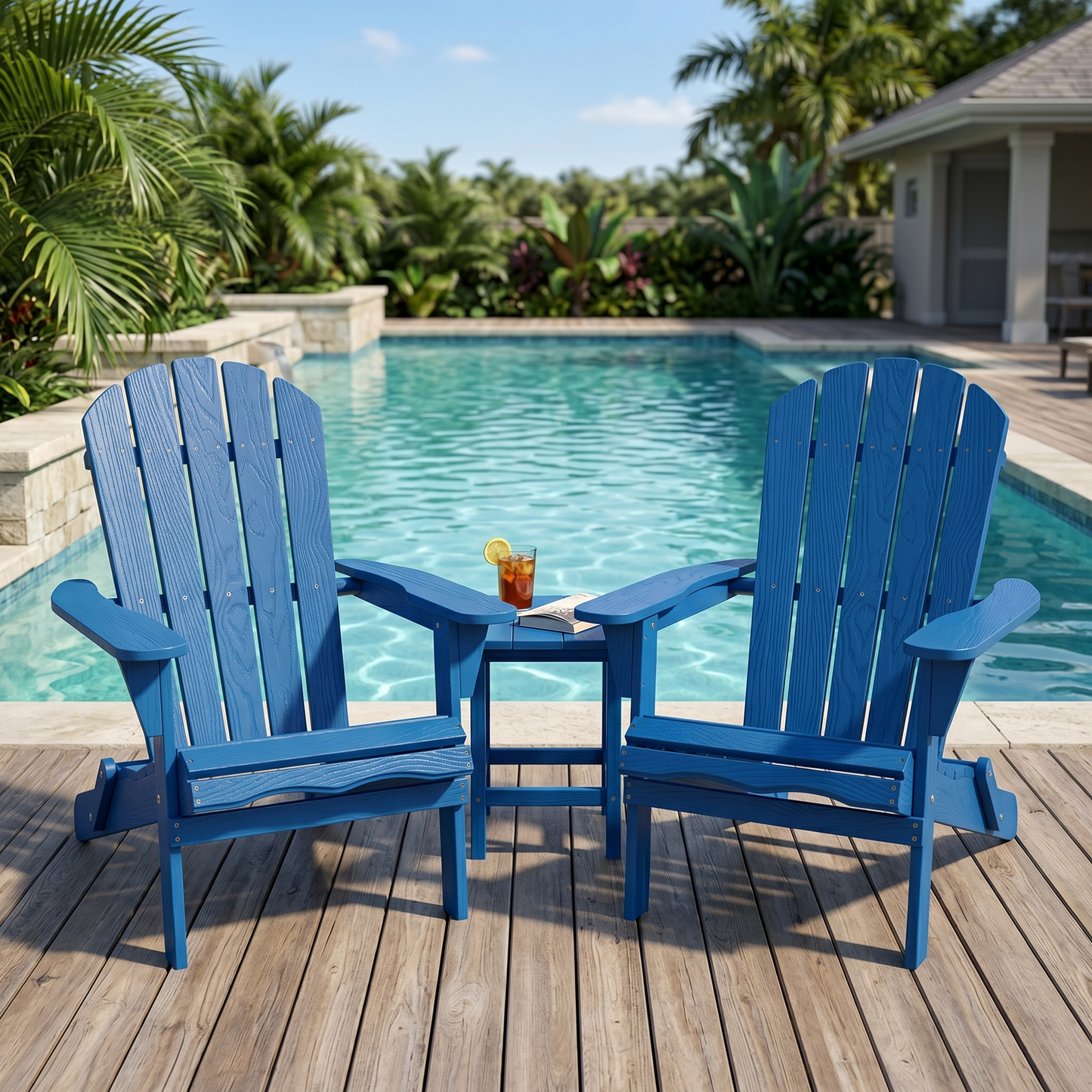 Wood Lounge Patio Chair for Garden Outdoor Wooden Folding Embossed Adirondack Chair Solid Wood Lounge Patio Chair with Wood Grain