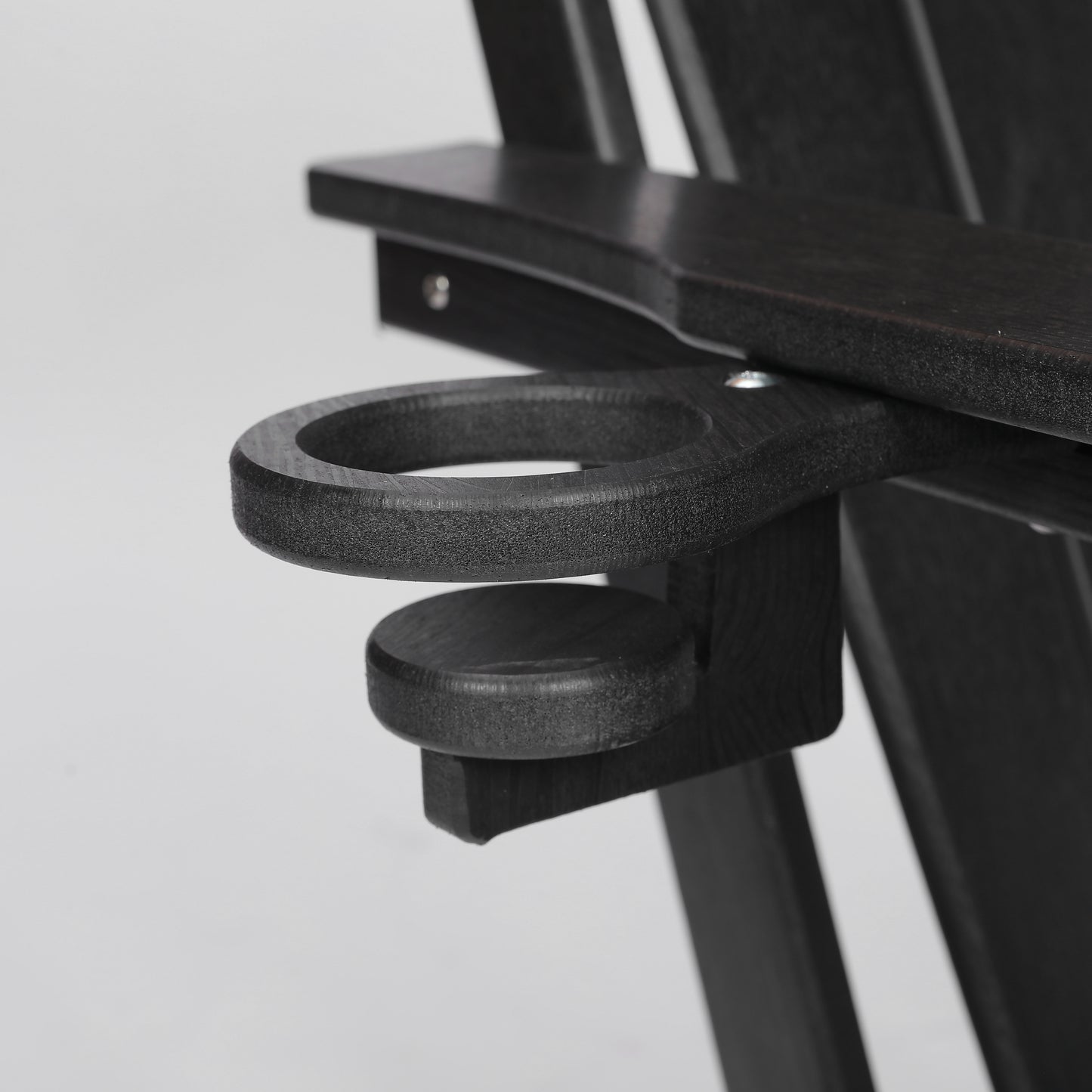 HDPE Folding Adirondack Chair with Dual Cup Holder - Composite Adirondack Chair with Wood Texture- Black