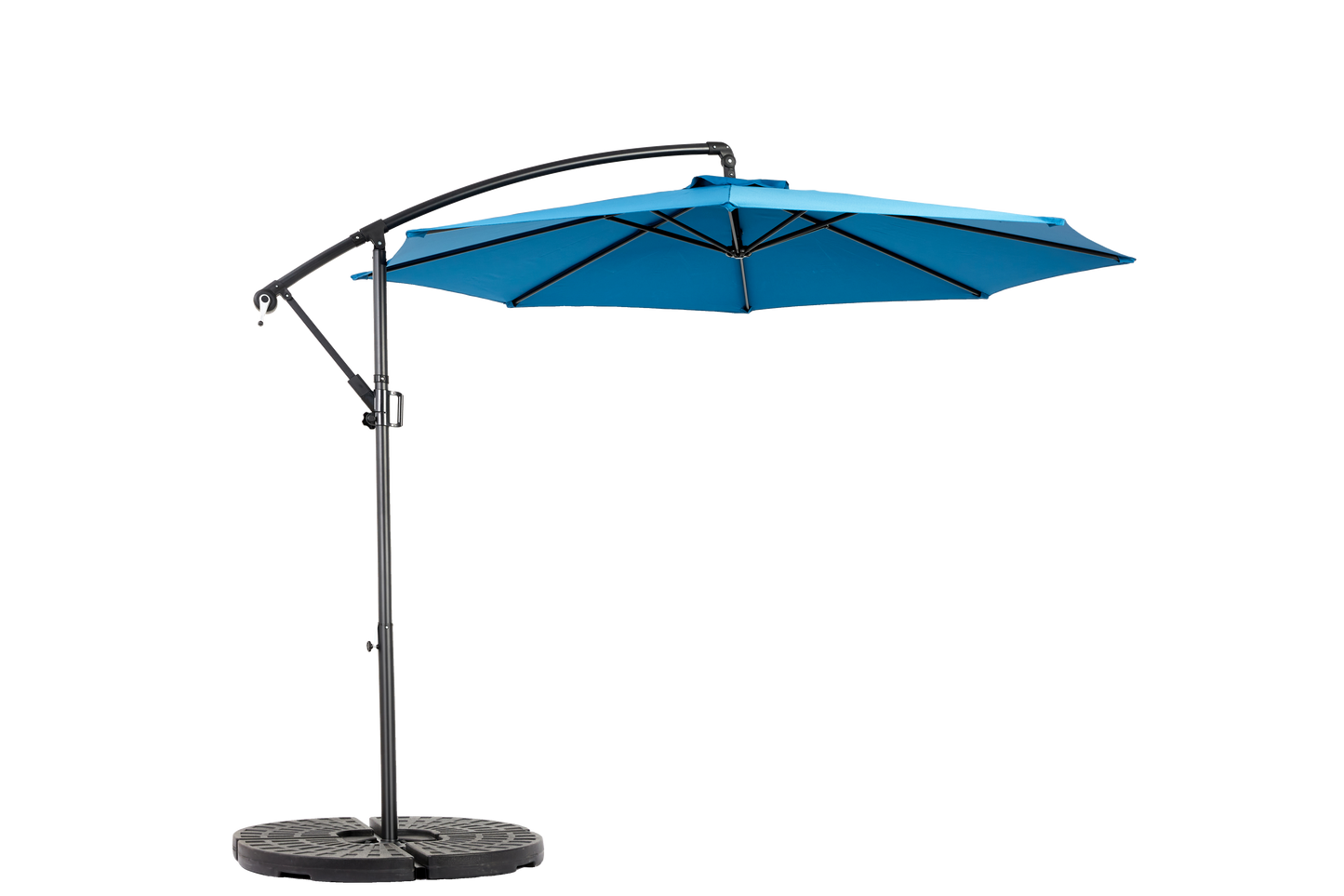 Best Choice Products 10ft Offset Hanging Market Patio Umbrella w/Easy Tilt Adjustment, Polyester Shade, 8 Ribs for Backyard, Poolside   -  ( Dark blue ) (No Base)