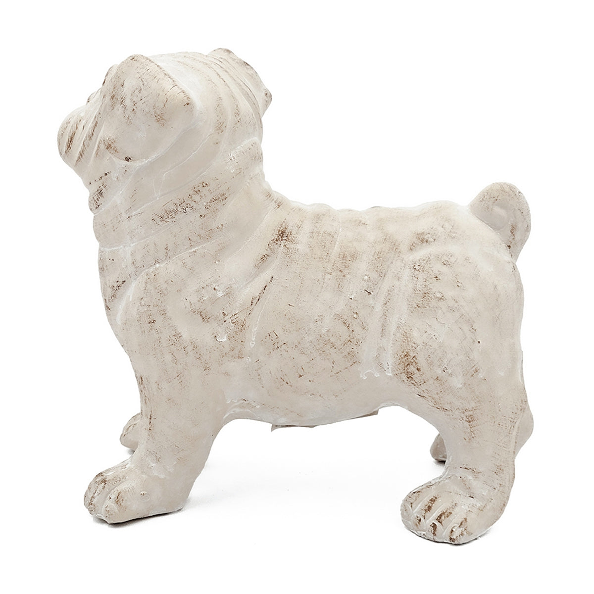 8.5x4.5x8.1" Standing Bulldog Figurine with Natural Beige Finish