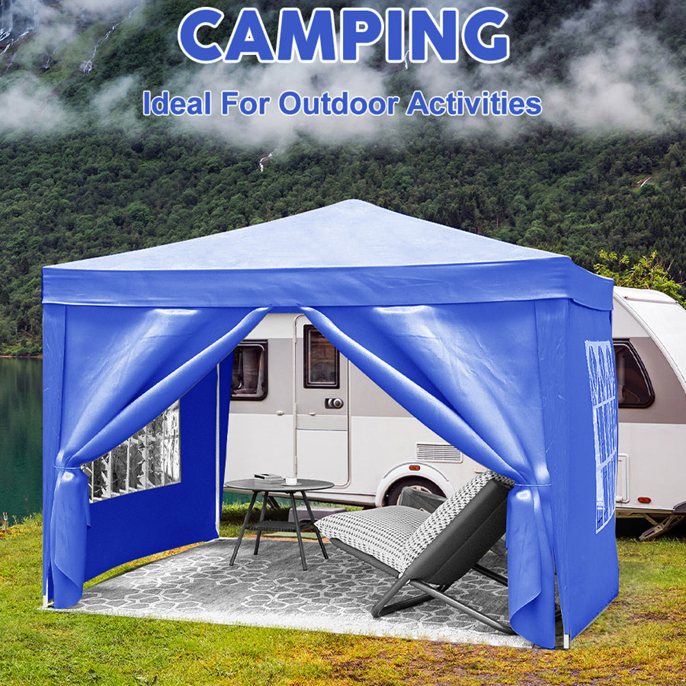 10'x10' Folding Canopy with 4 Removable Sidewalls Outdoor Event Shelter UPF 50+ Gazebo Portable Tents for Parties Beach Camping Wedding EZ Pop Up Canopy 4pcs Weight Bag + Carry Bag