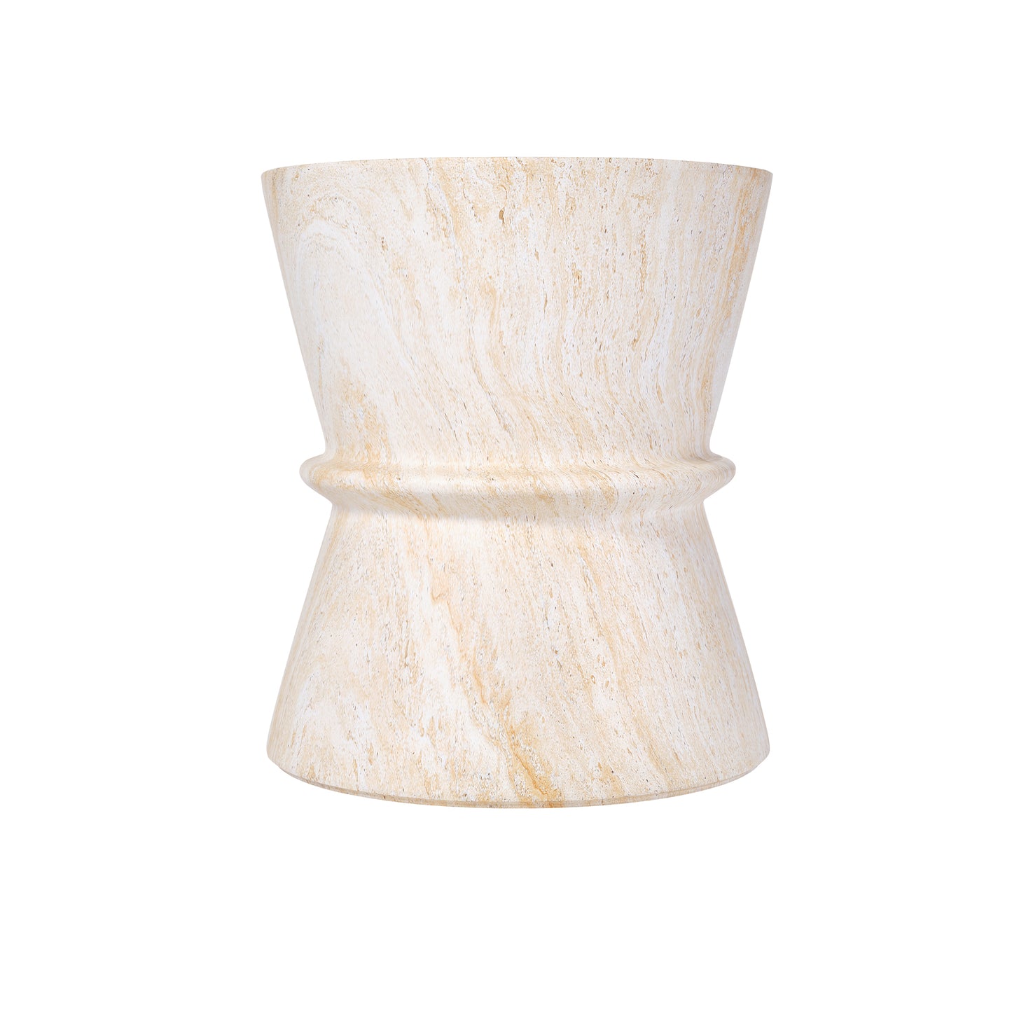 U_Style Hourglass shape Outdoor Side Table, Concrete Contemporary Lightweight Accent Table with Simulated stone texture , Outdoor Accent End Table for Livingroom, Garden.
