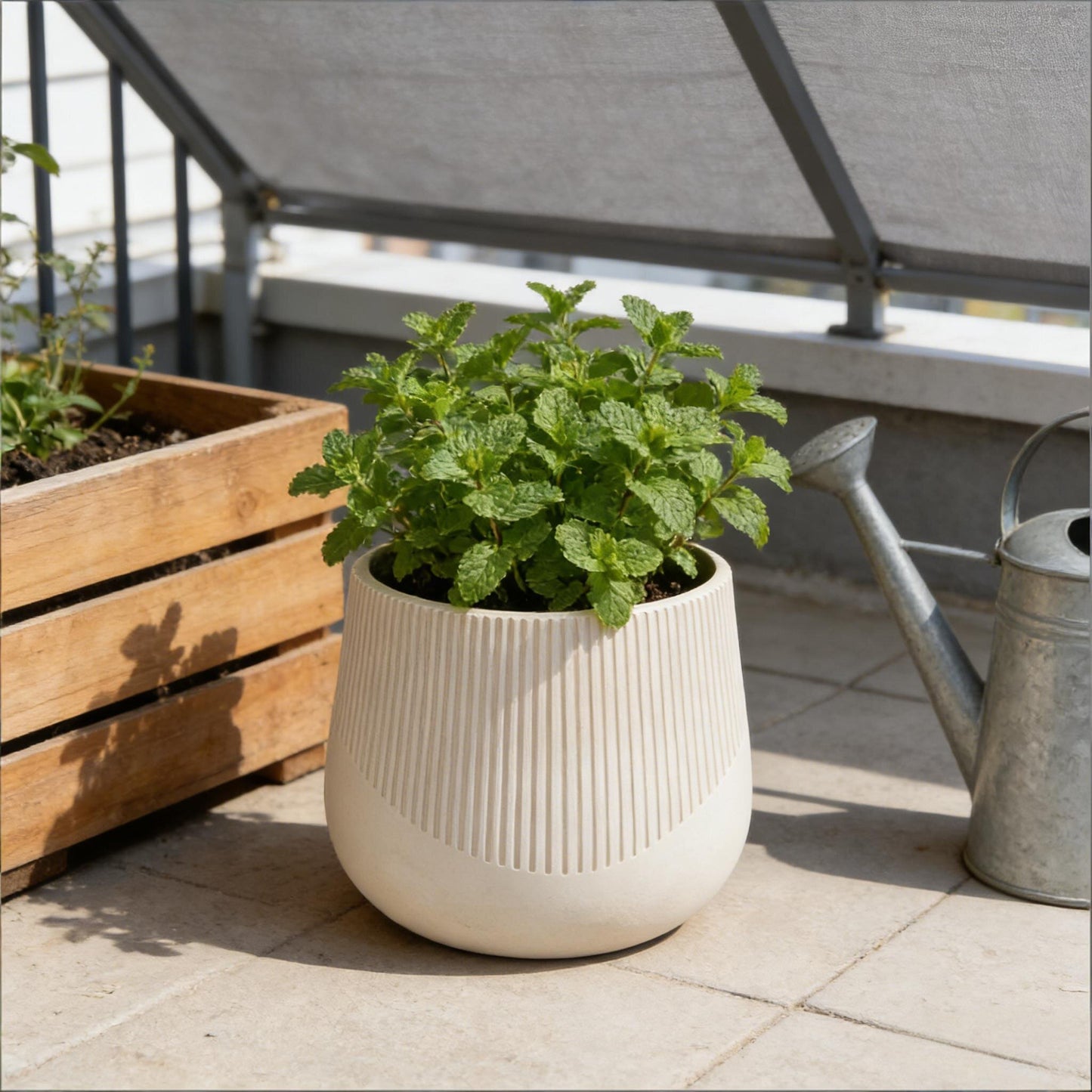 Large Outdoor Indoor Planter, 17.1"+13.38"+9" Dia Round Magnesium Oxide Planter Set of 3, Flower Pots with Drainage Holes,  Modern Design Planter for Home Garden Patio