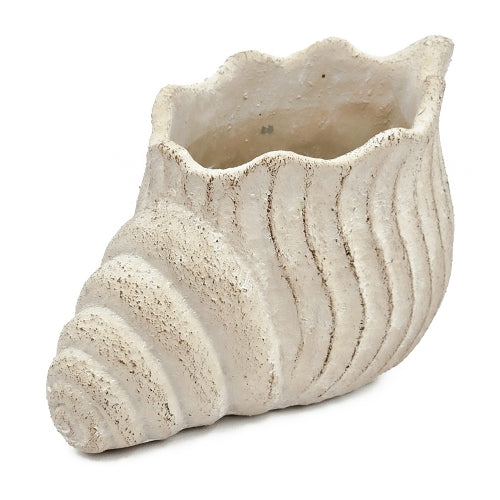 Beige Multi Outdoor Indoor Sand and Cement Nautilus Shell Planter with Textured Beige Finish (7 in. W x 7 in. H)