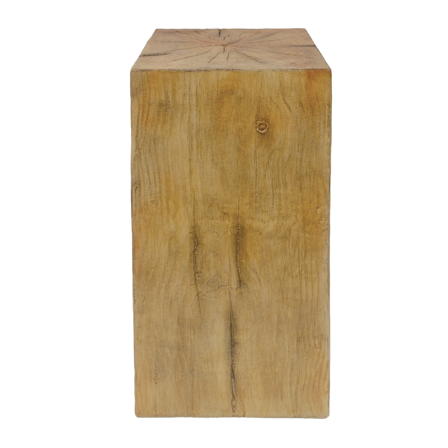 Wood-Look Square-Column MGO End Table,  H27.75",Wood-Like Distressed Finish, Mix with Different Heights, Indoor Outdoor Use,Natural Color