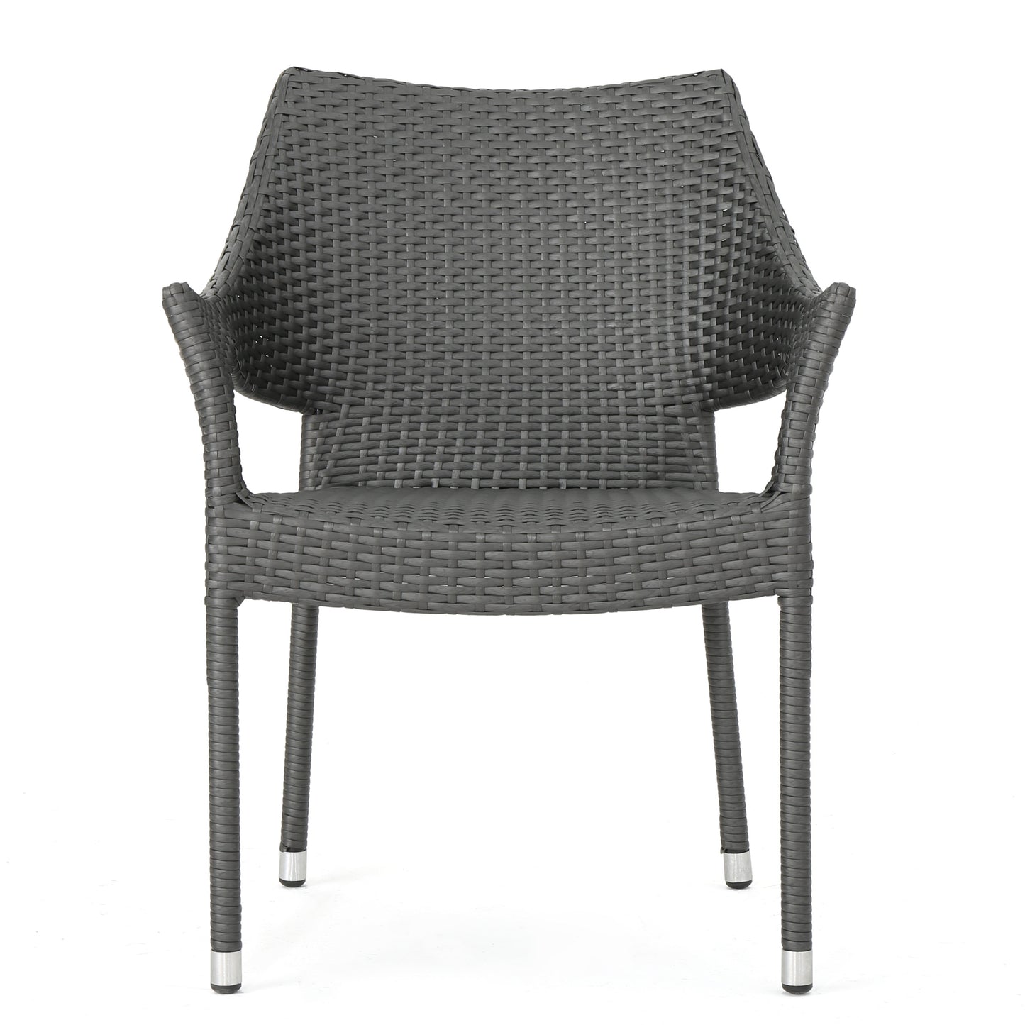 MIRAGE GREY PE WICKER STACKING ARMCHAIR,4PCS