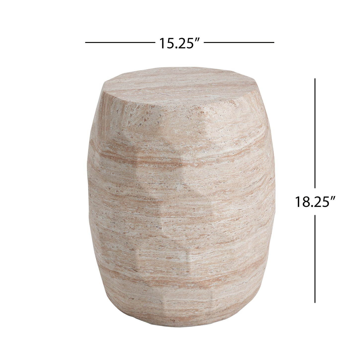Outdoor/Indoor Lightweight Concrete Side Table,Travertine Finish