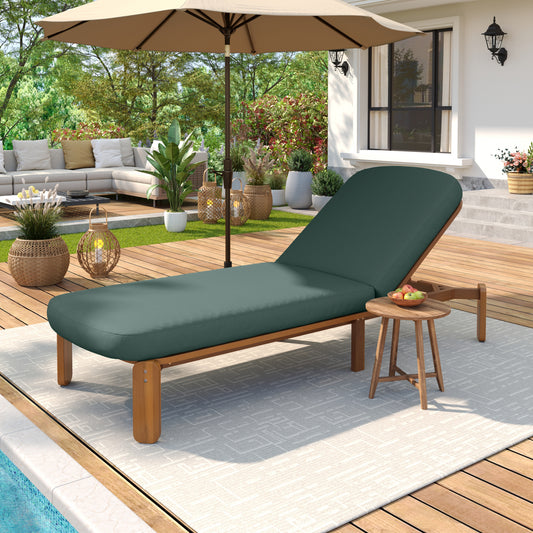 Outdoor Chaise Lounge Adjustable Patio Chaise Outdoor Reclining Chair Pool Lounge Chair with Adjustable Backrest for Patio, Poolside or Beach, Green