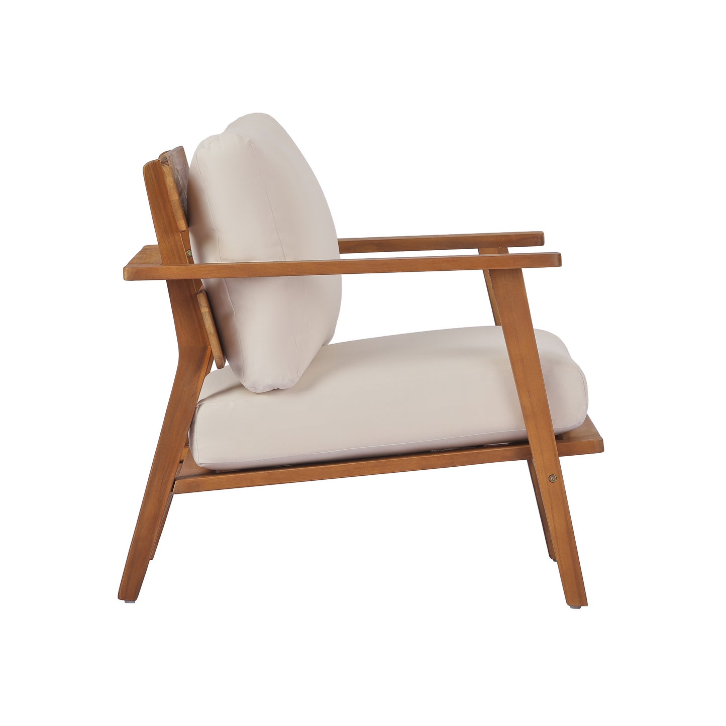 29.5" Mid-Century Modern Acacia Wood Outdoor Club Chair, Patio Armchair with Weather-Resistant Cushions & Solid Hardwood Frame