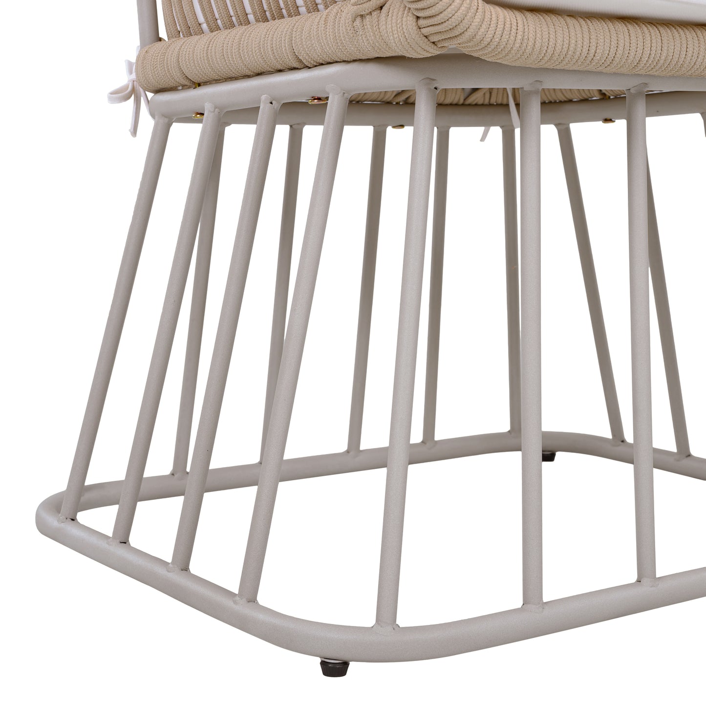 Outdoor Dining Chair MP1 - Teak Finish Wicker & Beige Steel Frame, 300LBS Weight Capacity, Includes Cushion
