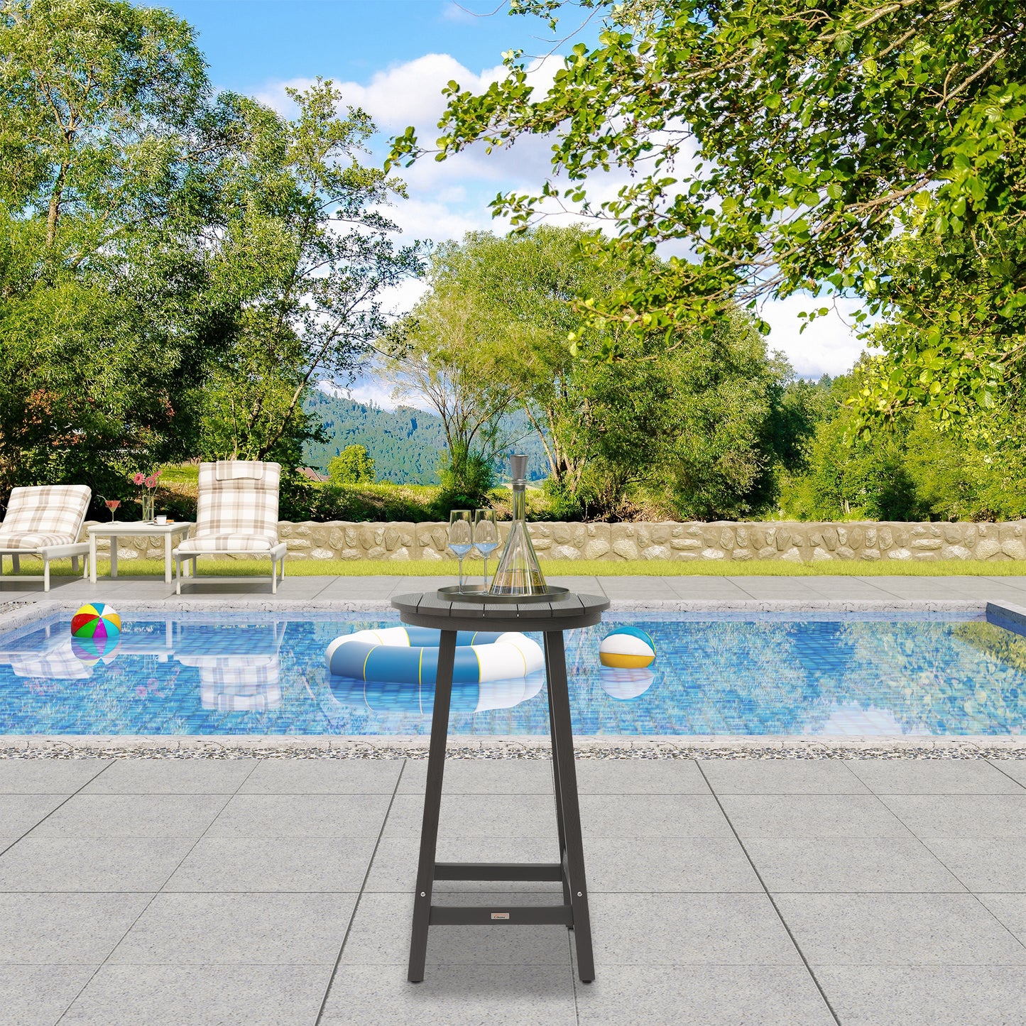 Patio Bar Table,Outdoor Bar Table for Deck,Pool(Gray)