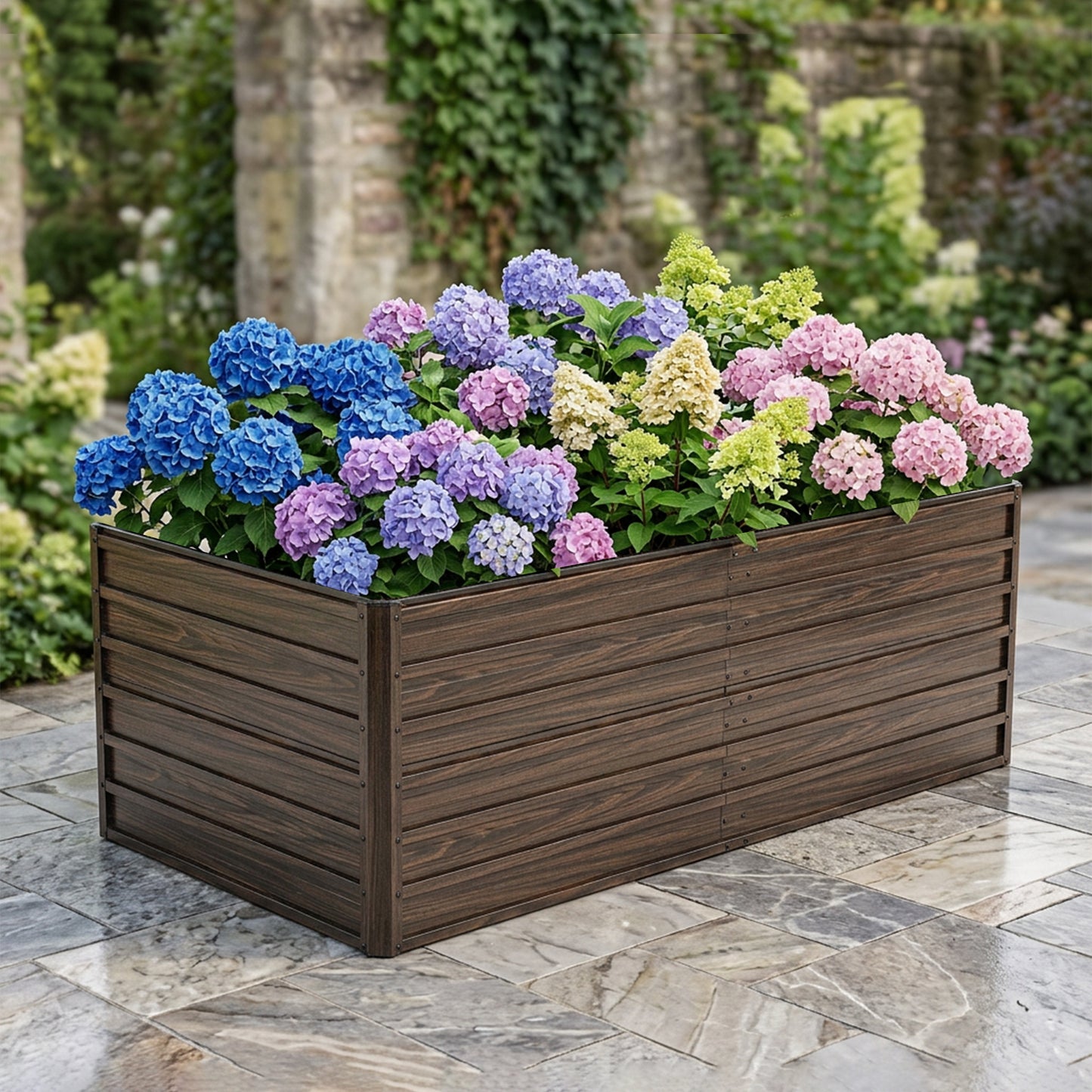 74.6"x35.4"x25" Raised Garden Bed Kit, Metal Elevated Planter Box, Open Drainage Base, 4 Reinforcing Rods, Rustproof Steel with Safety Edging – Easy Assembly for Vegetables, Flowers, Herbs