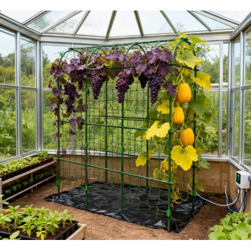 72 in. Arch Metal Garden Trellis with Climbing Net, Adjustable Layers and Weather-Resistant for Outdoor Gardening, Green